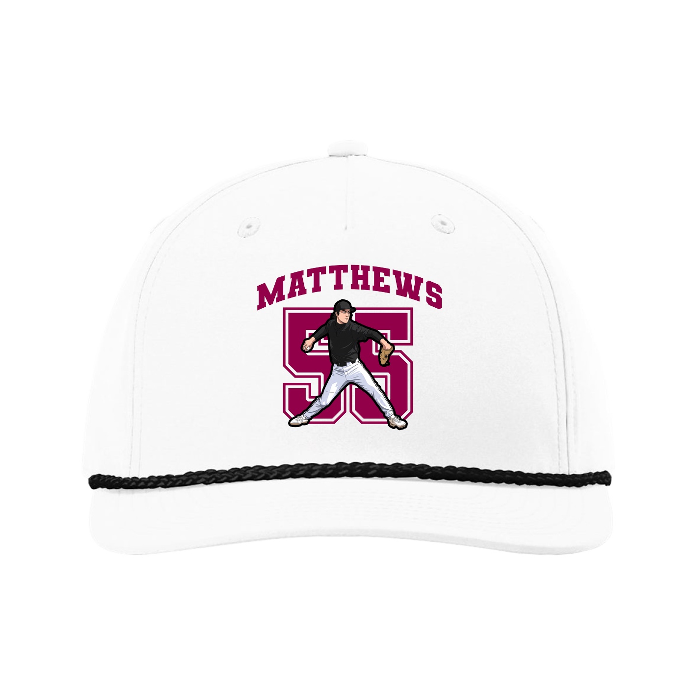 Five-Panel Classic Rope Cap — Number in White