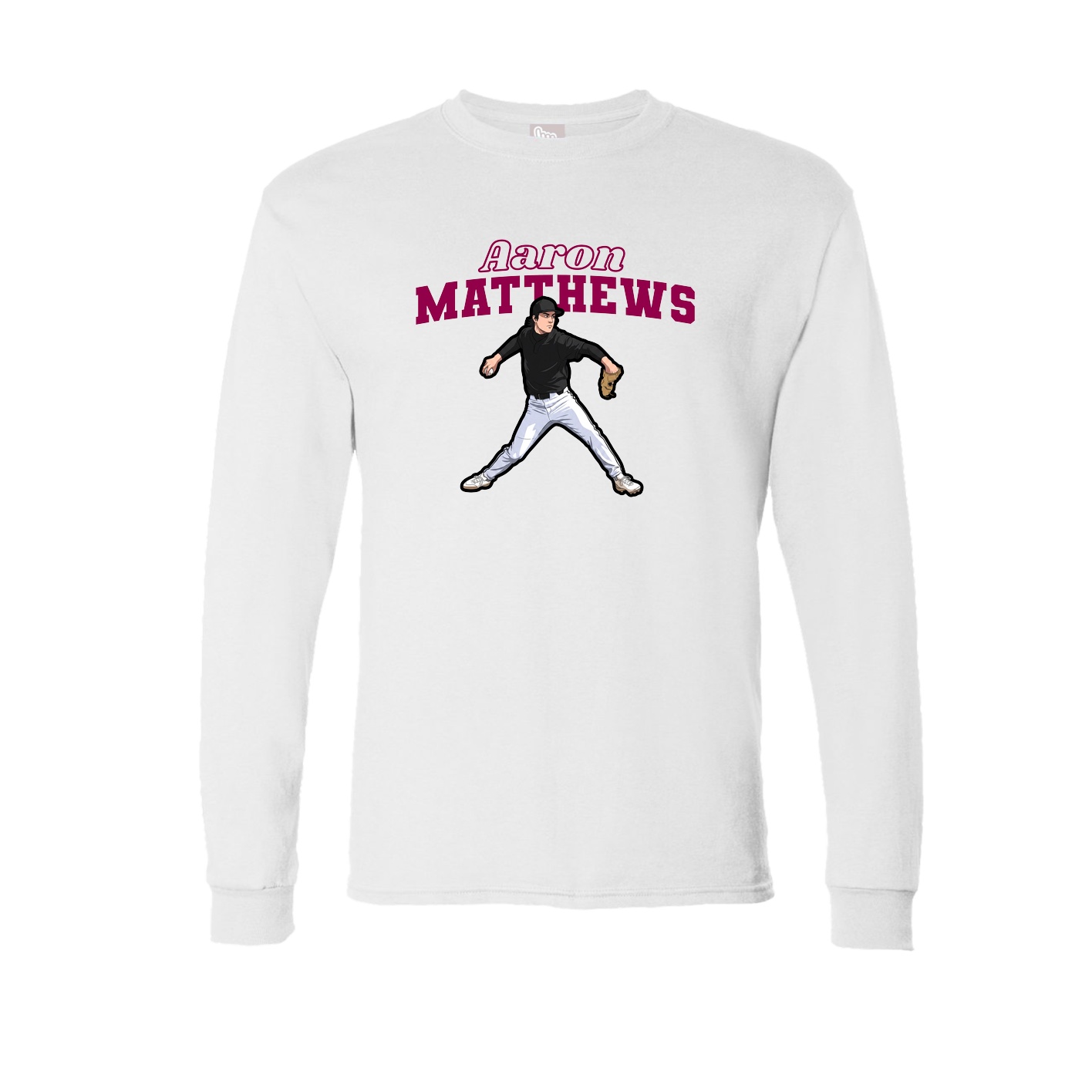 Long Sleeve Tee — Name Arch in White