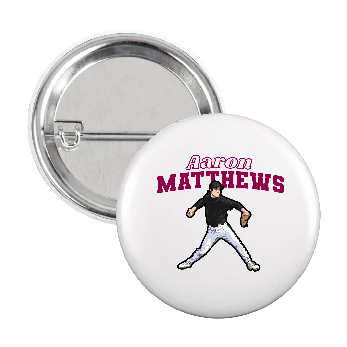Game Day Button — Name Arch in White