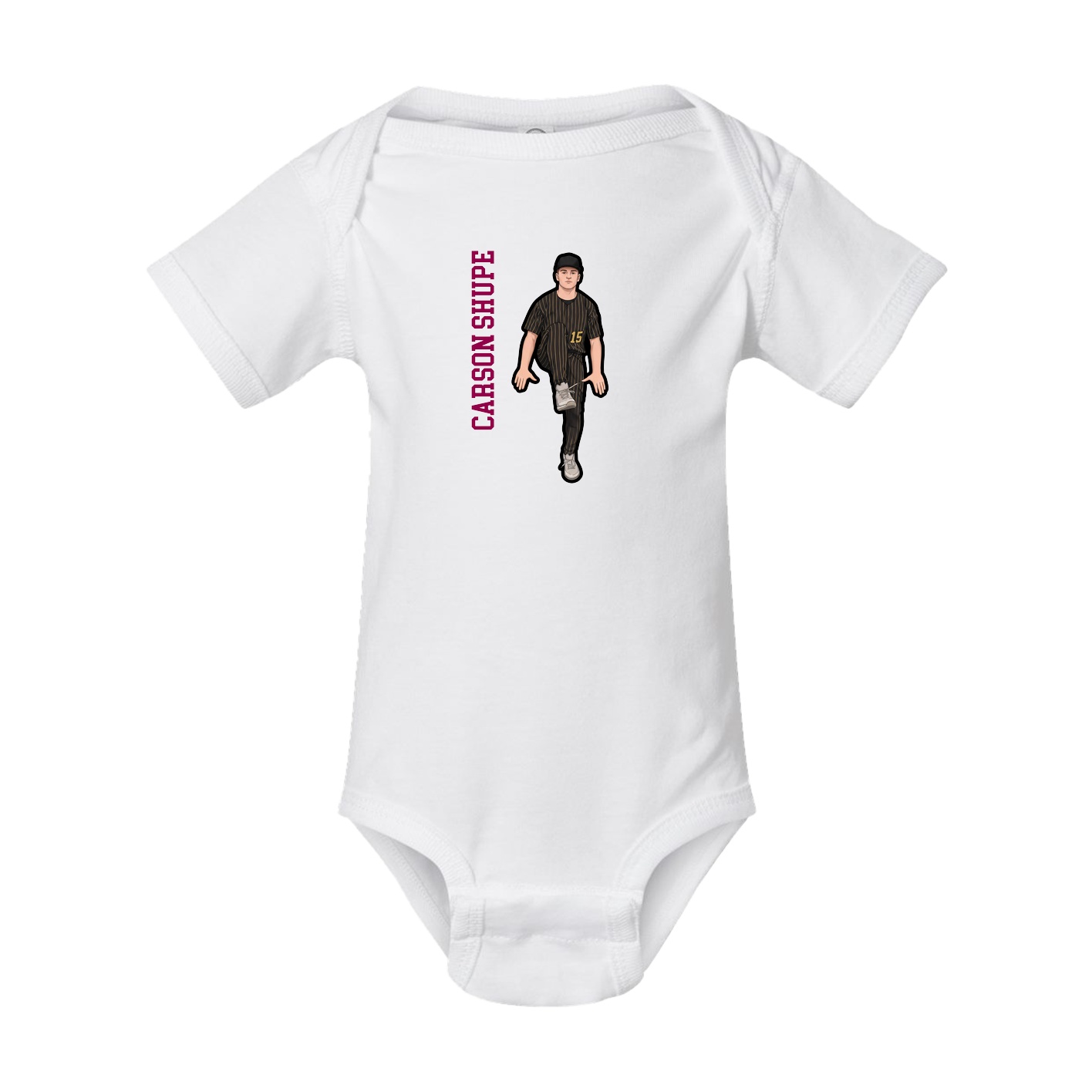 Baby Onesie — Name Vertical in White