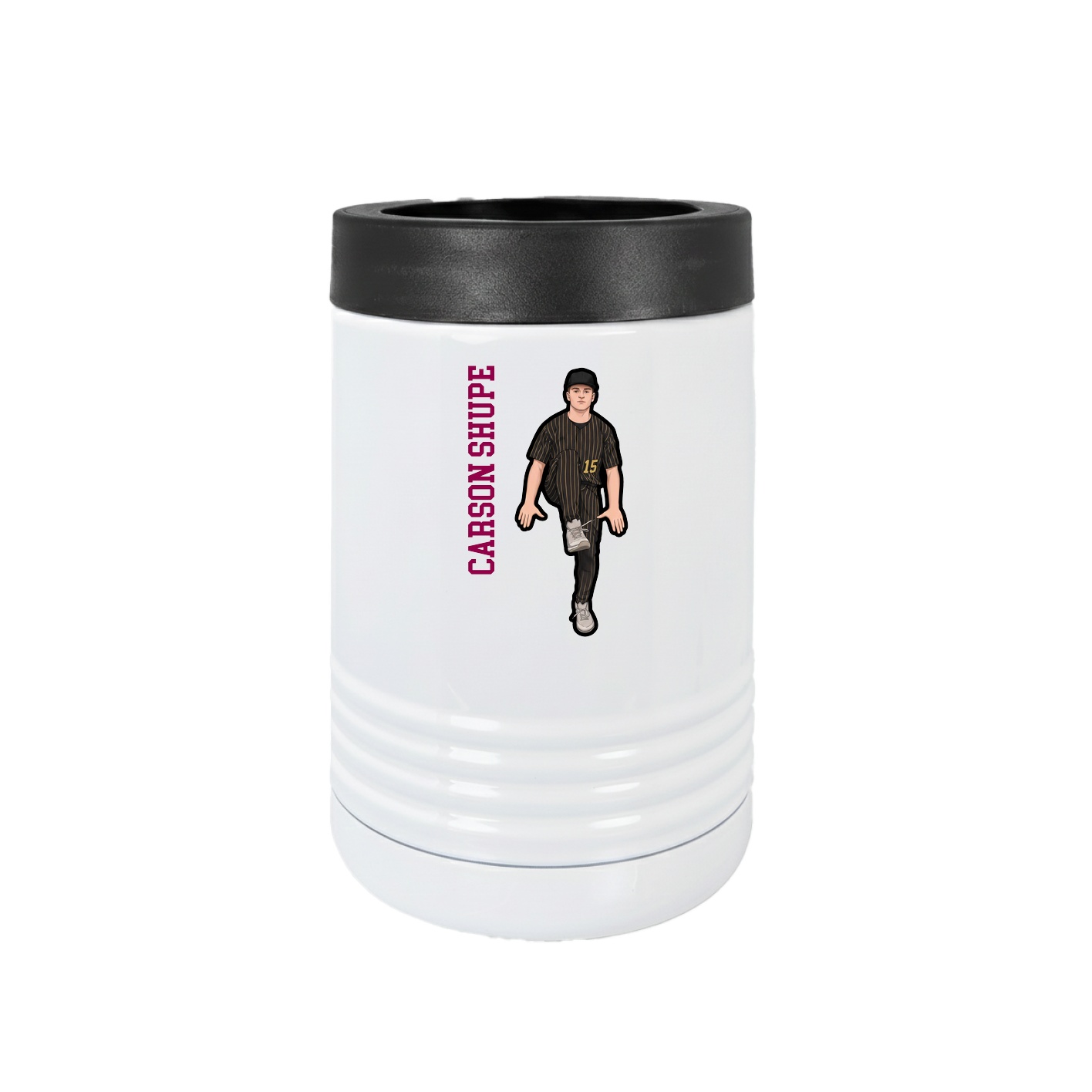 Beverage Holder — Name Vertical in White