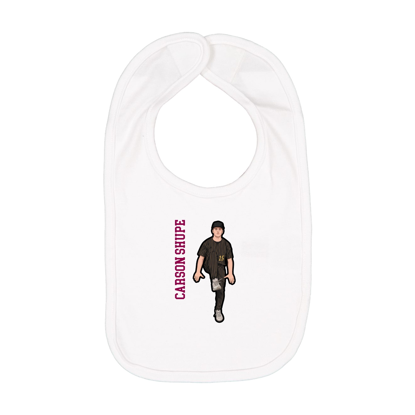 Infant Bib — Name Vertical in White