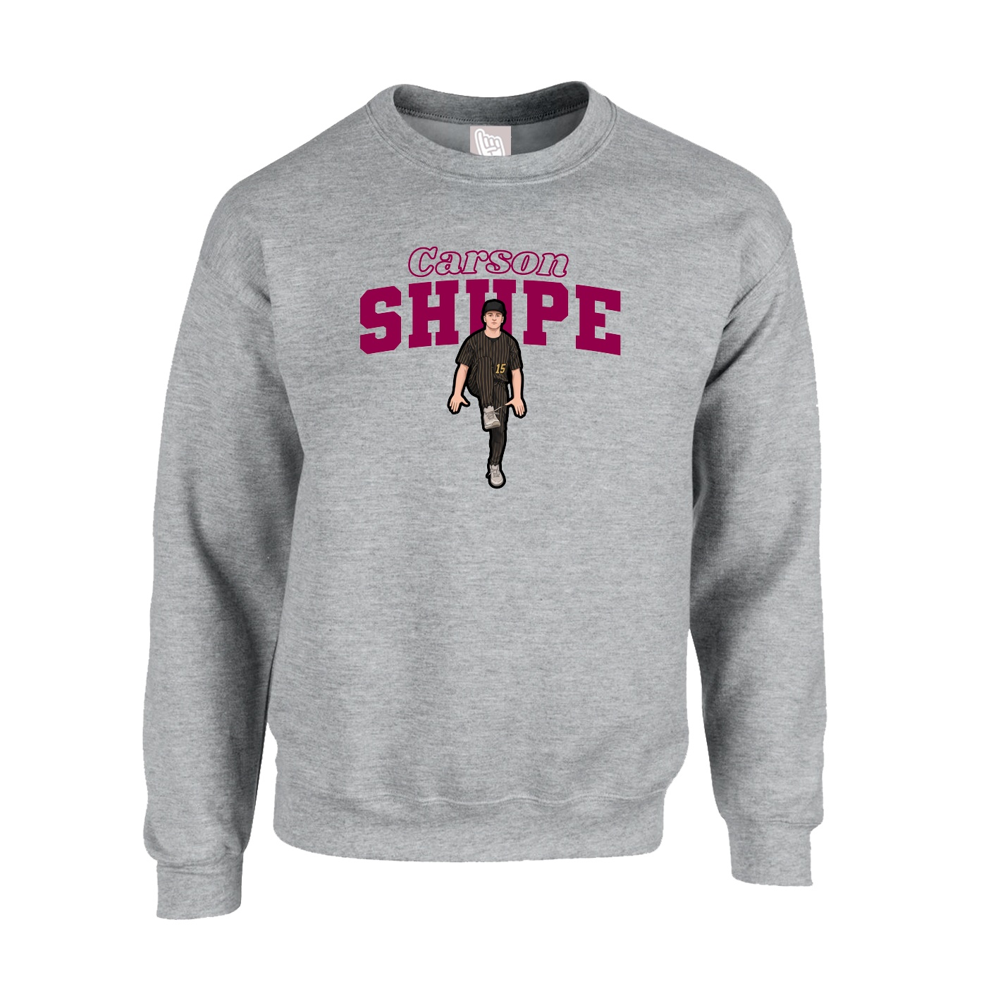 Fleece Crew — Name Arch in Grey
