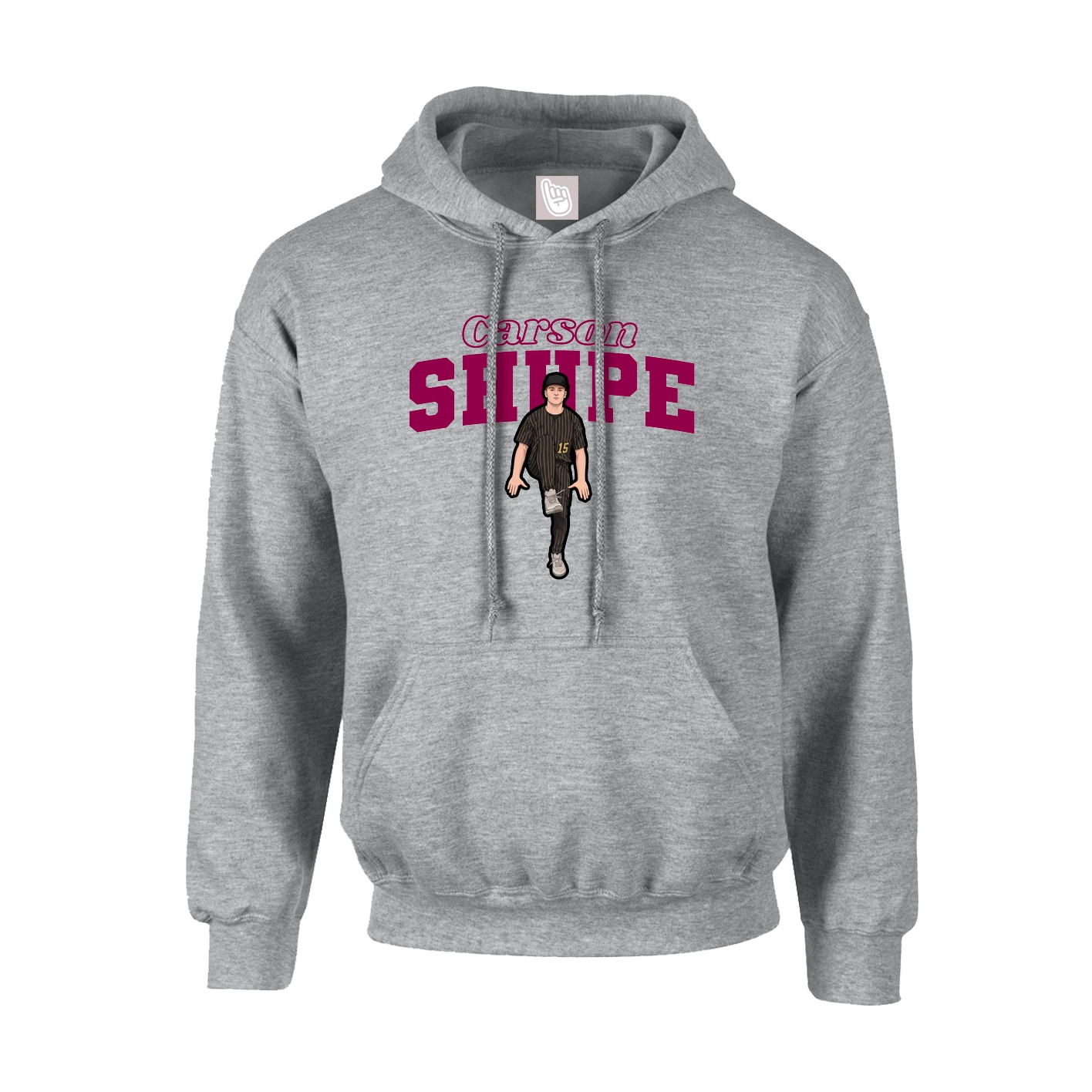 Youth Hoodie — Name Arch in Grey