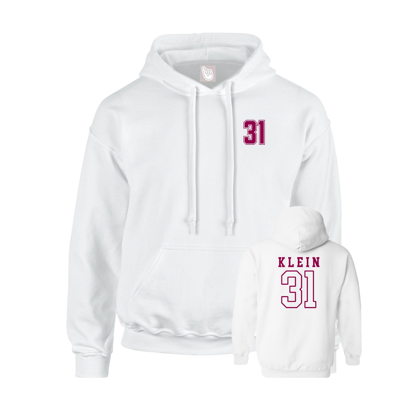 Youth Hoodie — Chest Back in White