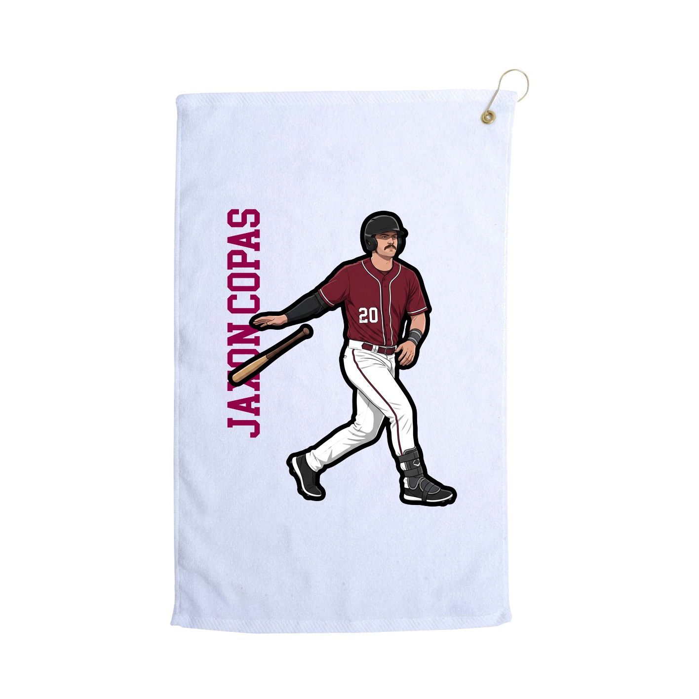Golf Towel — Name Vertical in White