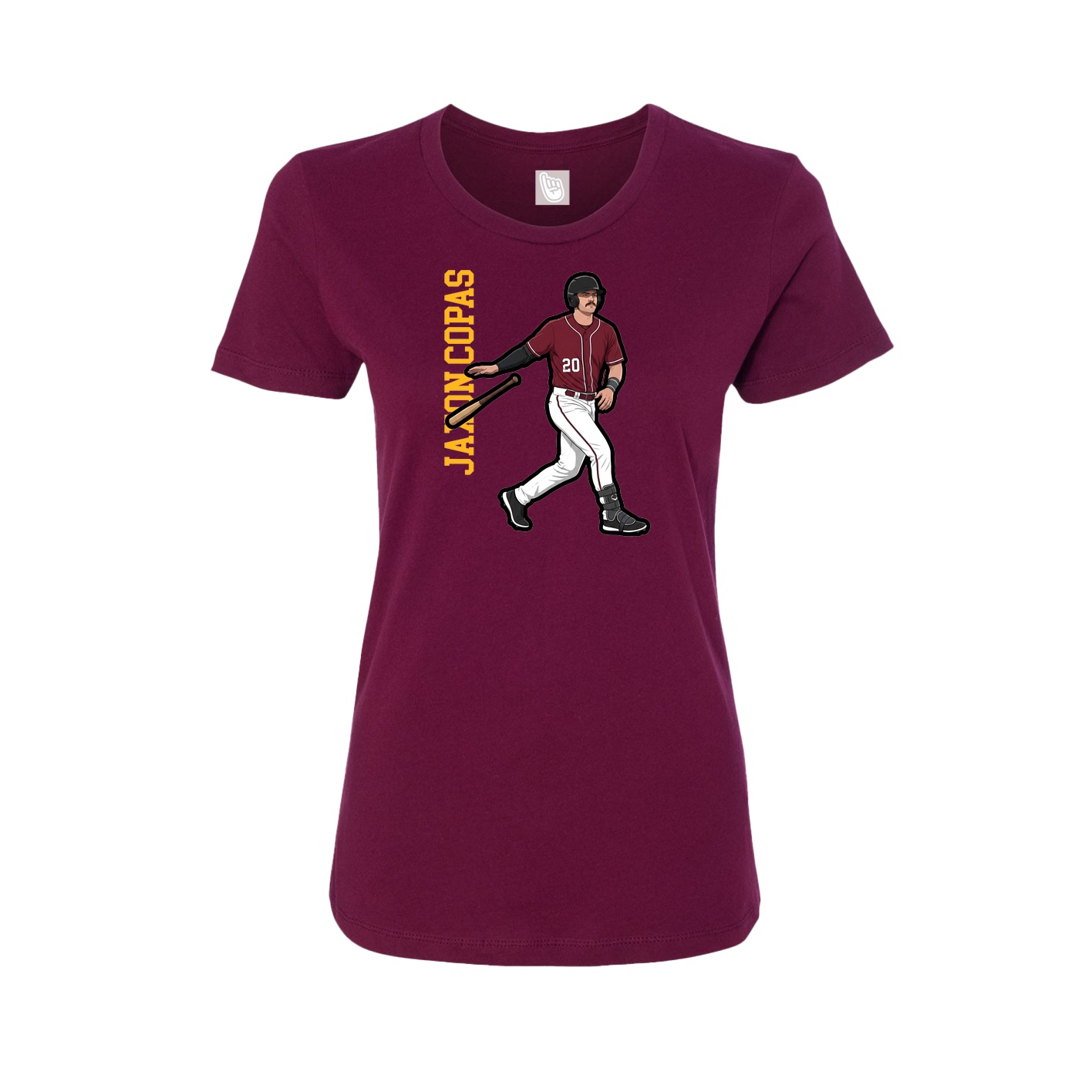 Fitted Women's Tee — Name Vertical in Maroon
