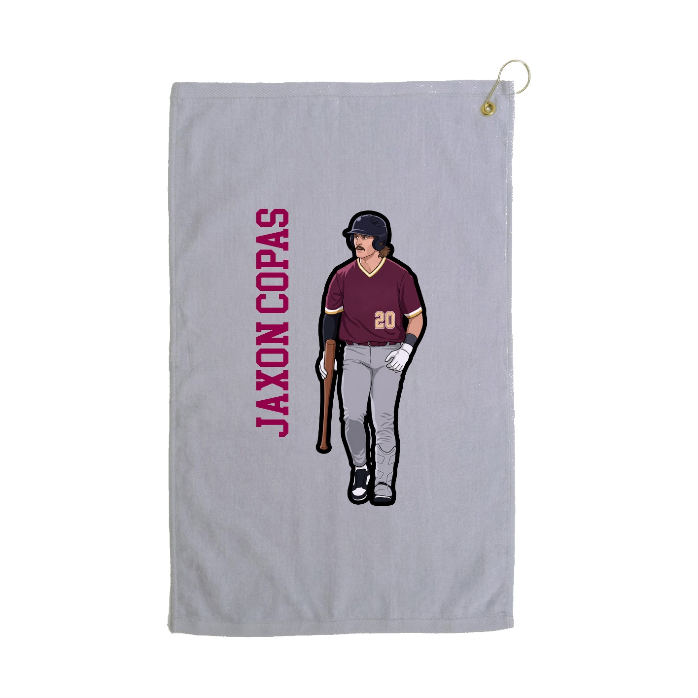 Golf Towel — Name Vertical in Grey