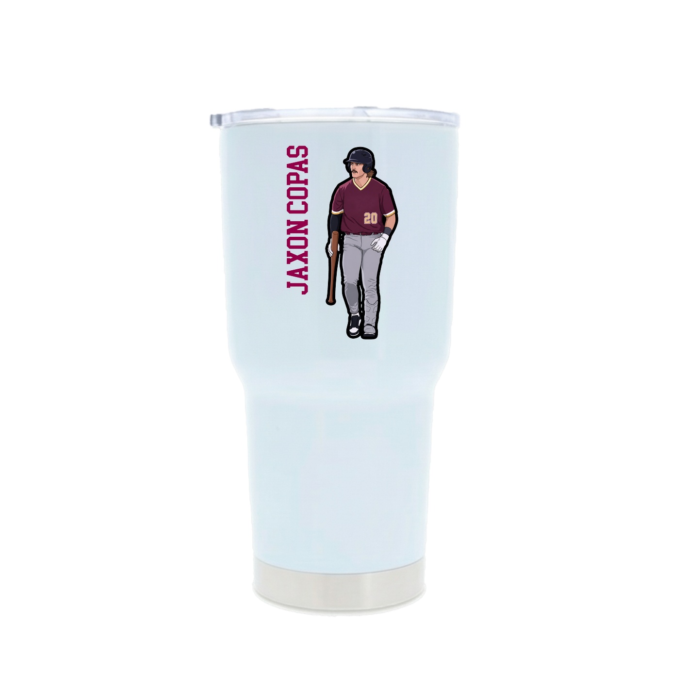30oz Stainless Steel Tumbler — Name Vertical in White