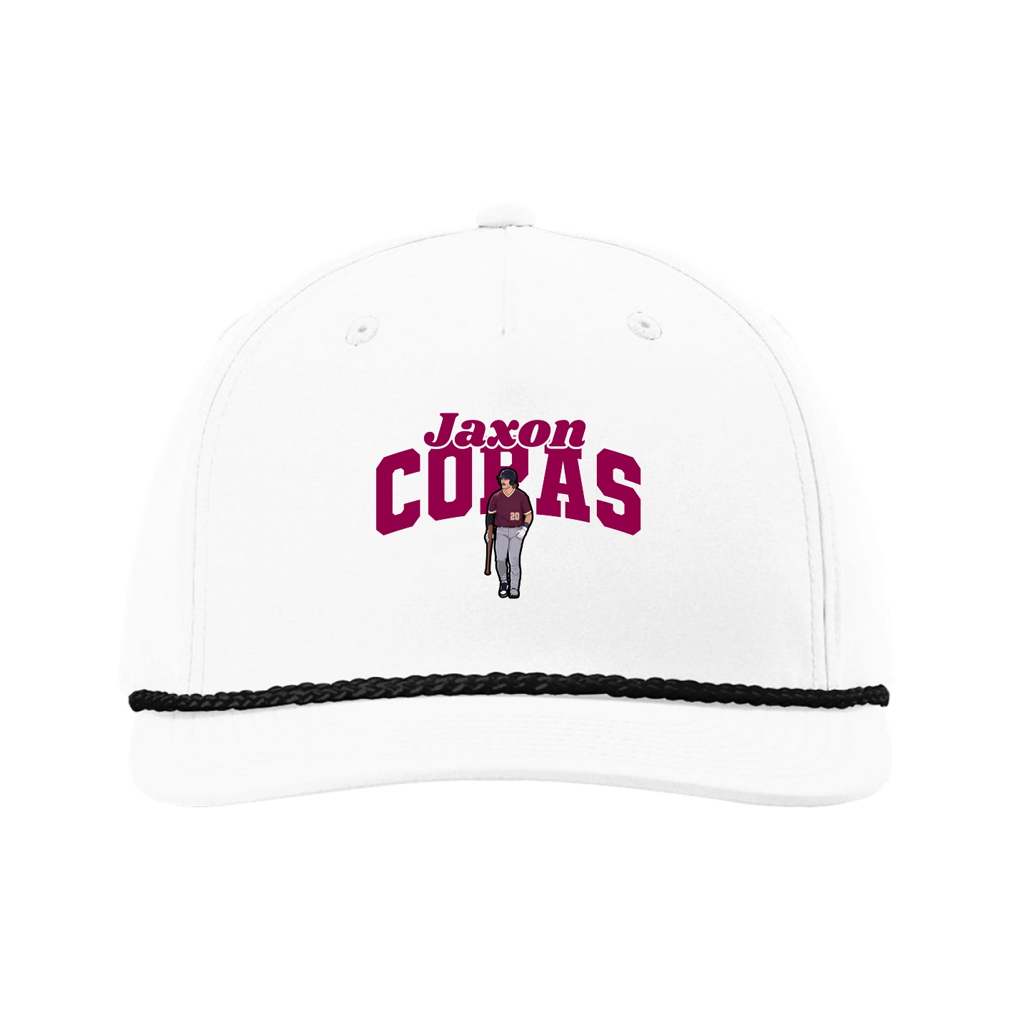 Five-Panel Classic Rope Cap — Signature Arch in White