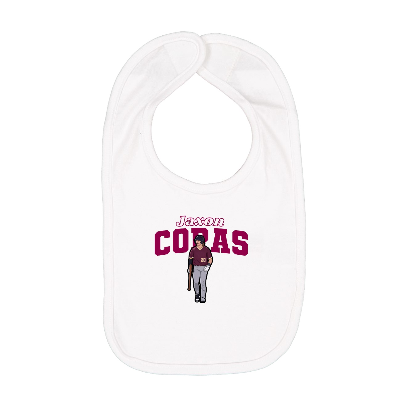 Infant Bib — Name Arch in White