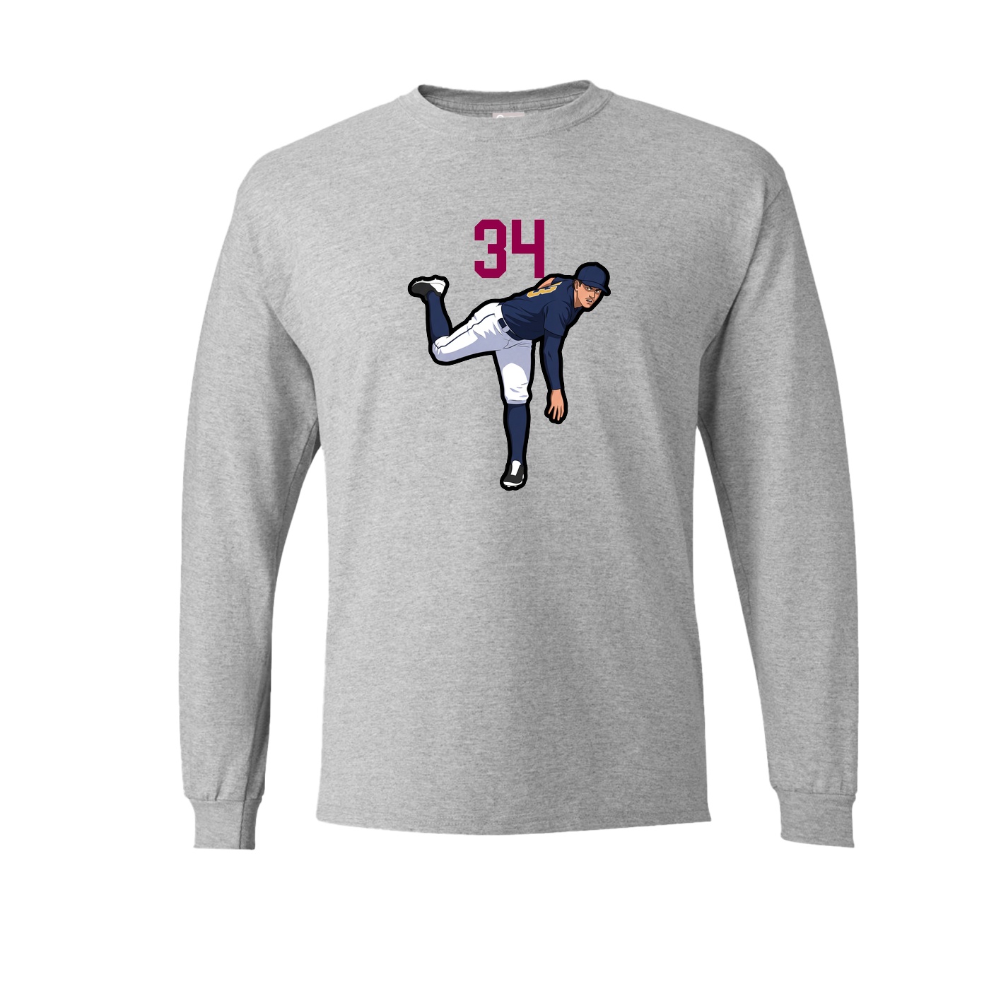 Long Sleeve Tee — Number Top in Grey