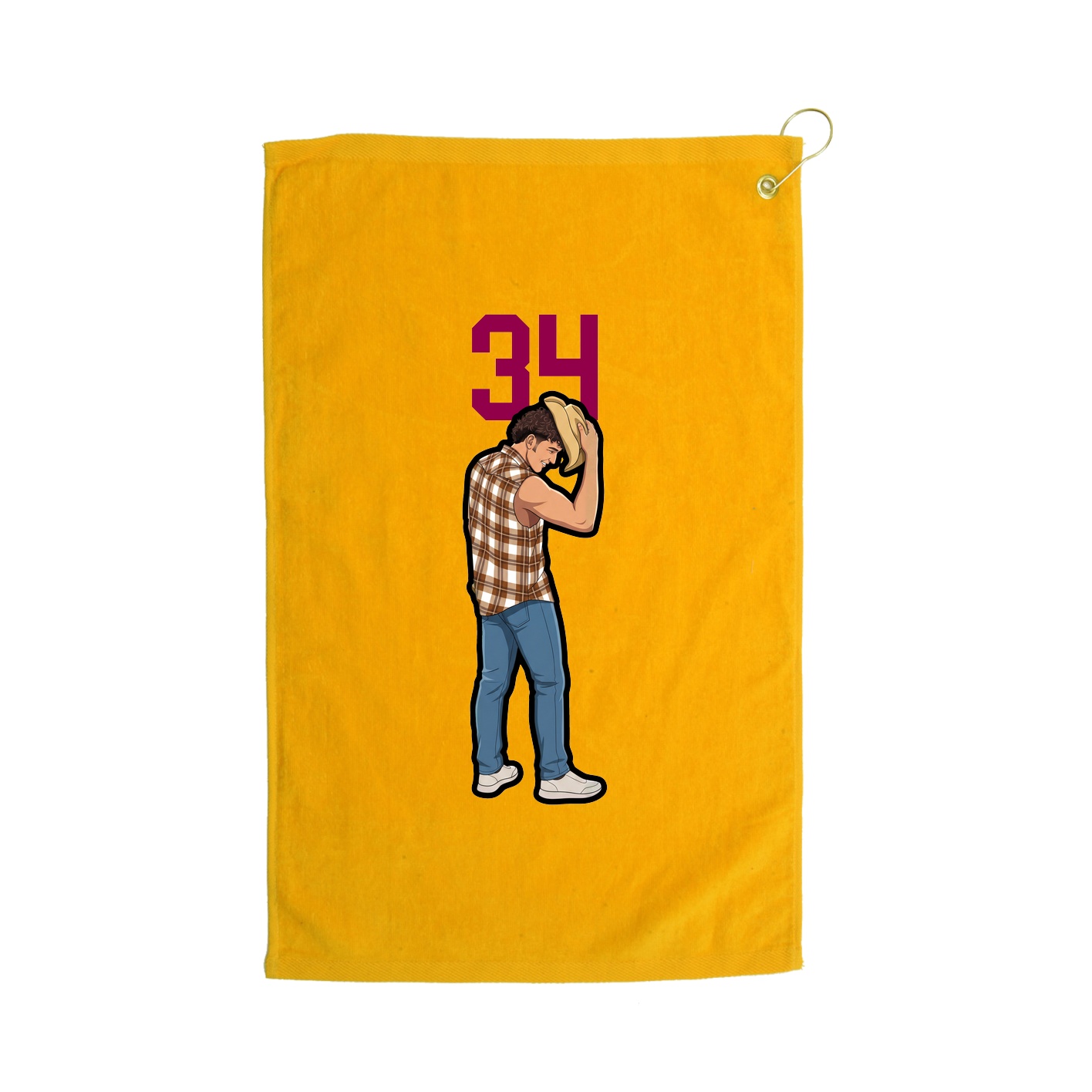 Golf Towel — Number Top in Gold