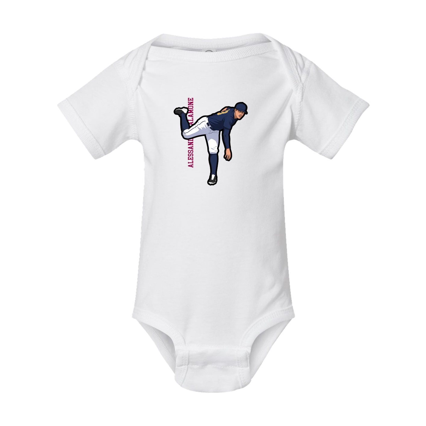 Baby Onesie — Name Vertical in White