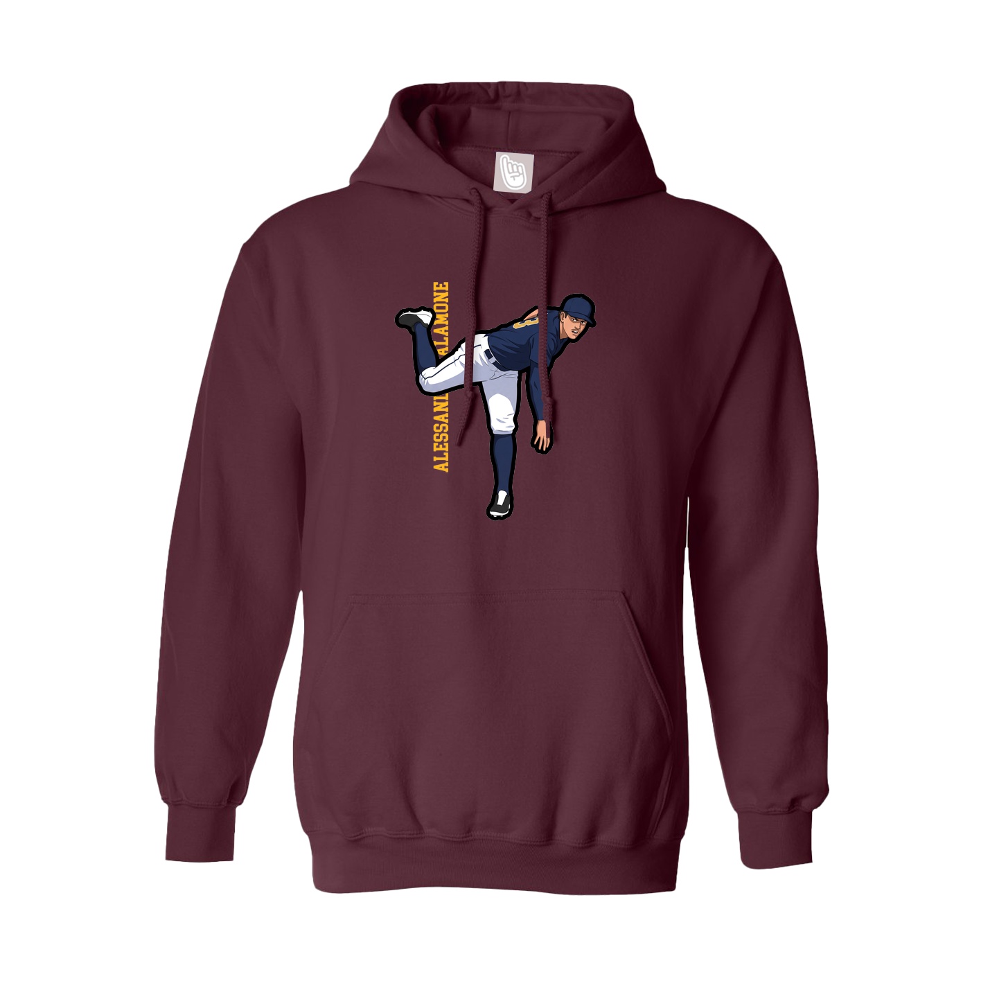Hoodie — Name Vertical in Maroon