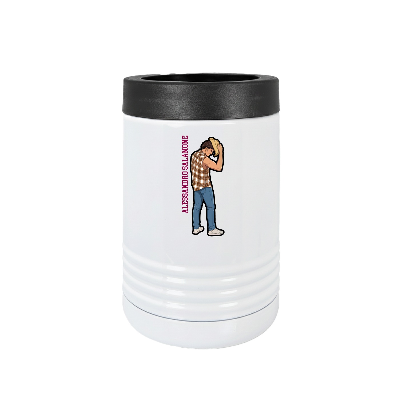 Beverage Holder — Name Vertical in White