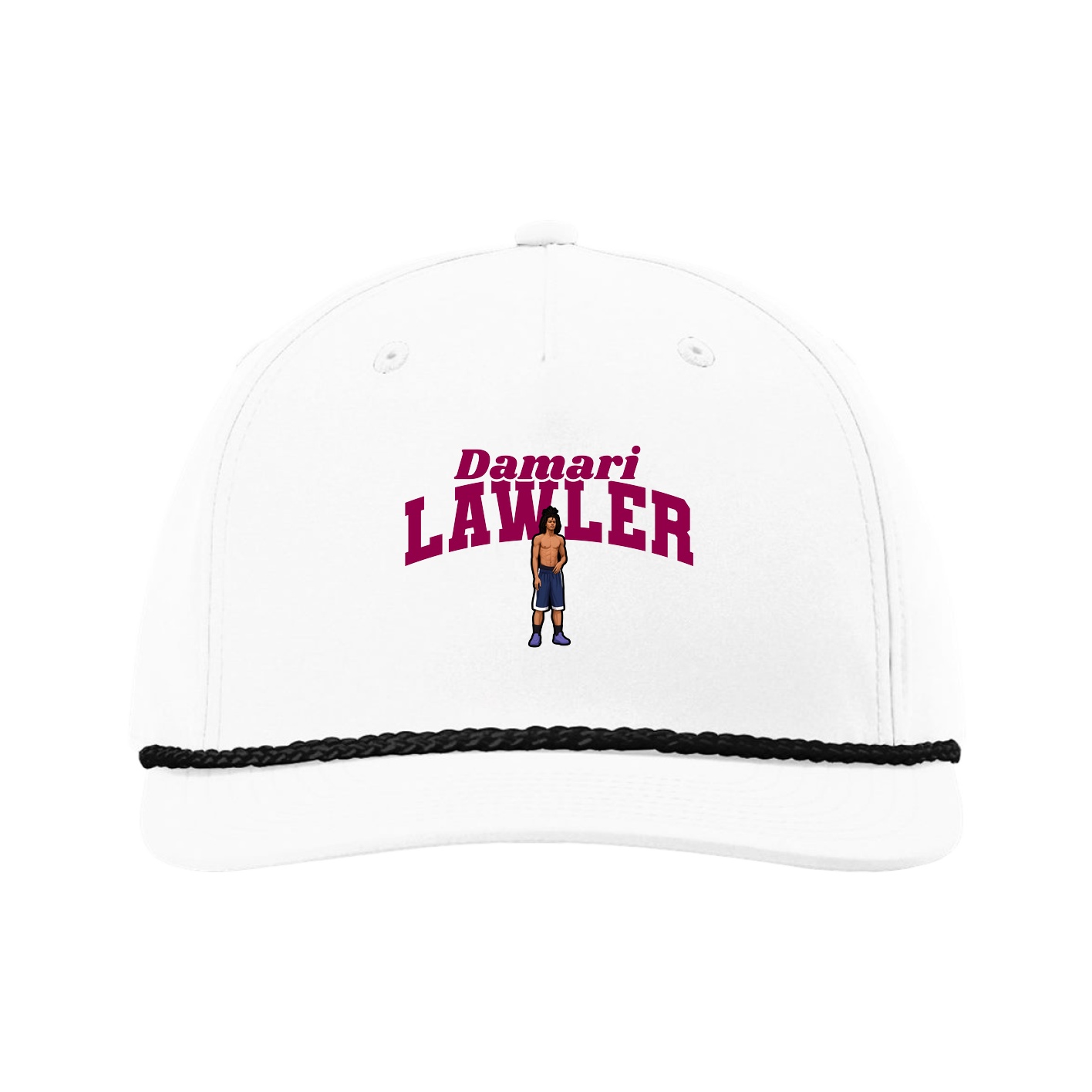Five-Panel Classic Rope Cap — Signature Arch in White
