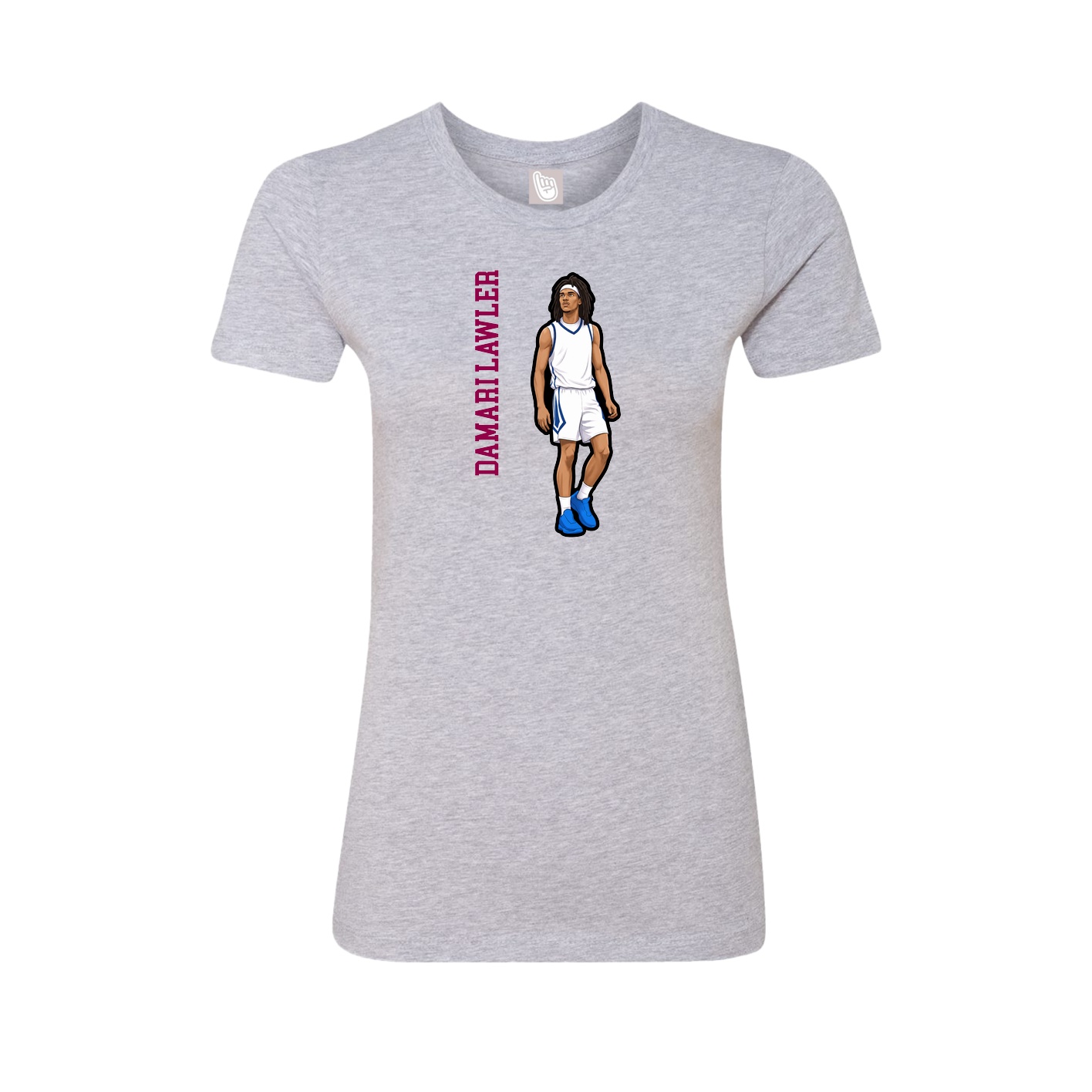 Fitted Women's Tee — Name Vertical in Grey