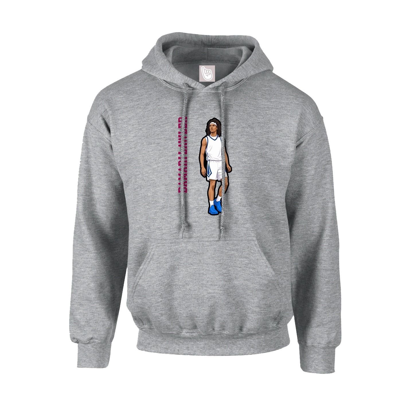 Youth Hoodie — Name Vertical in Grey