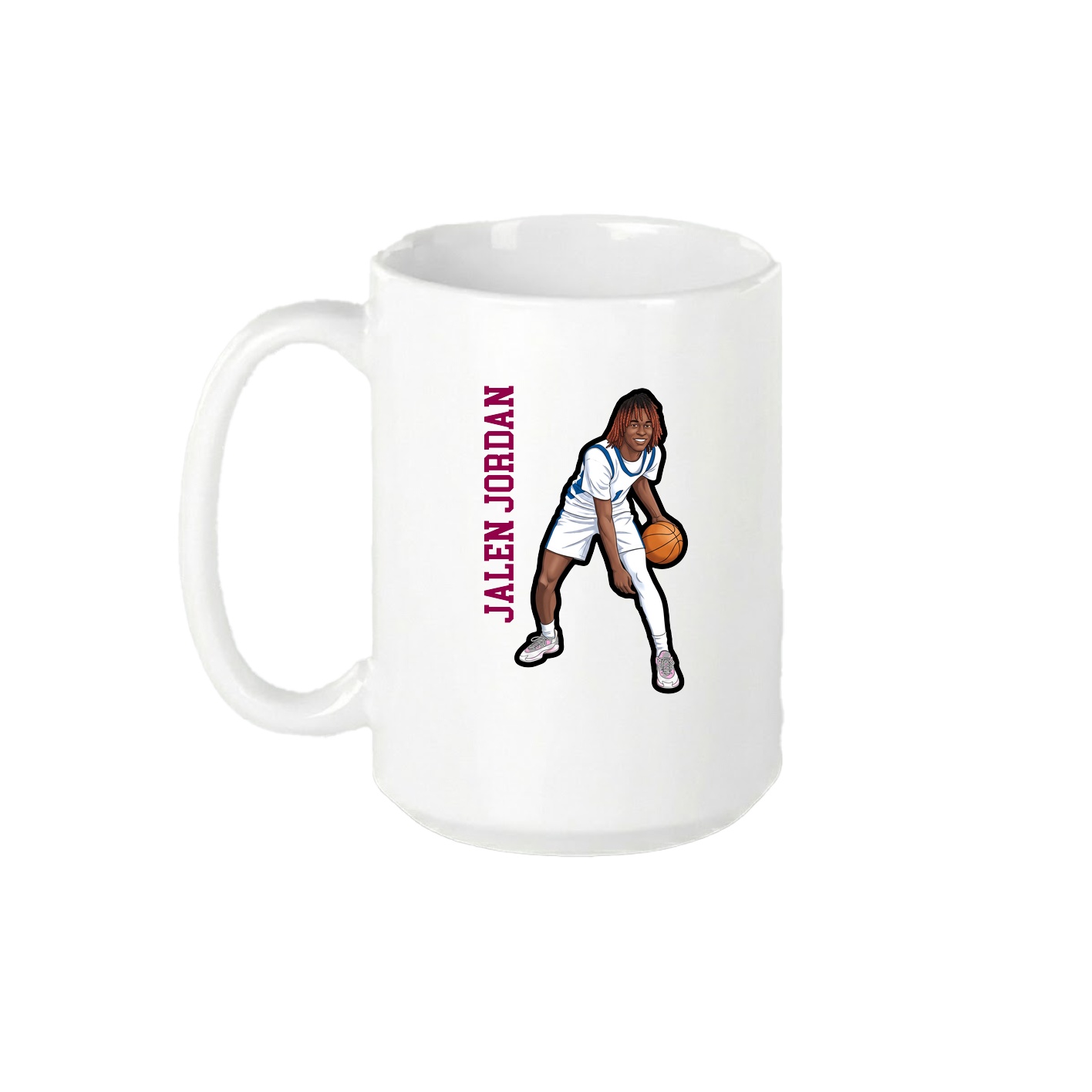 15oz Coffee Mug — Name Vertical in White