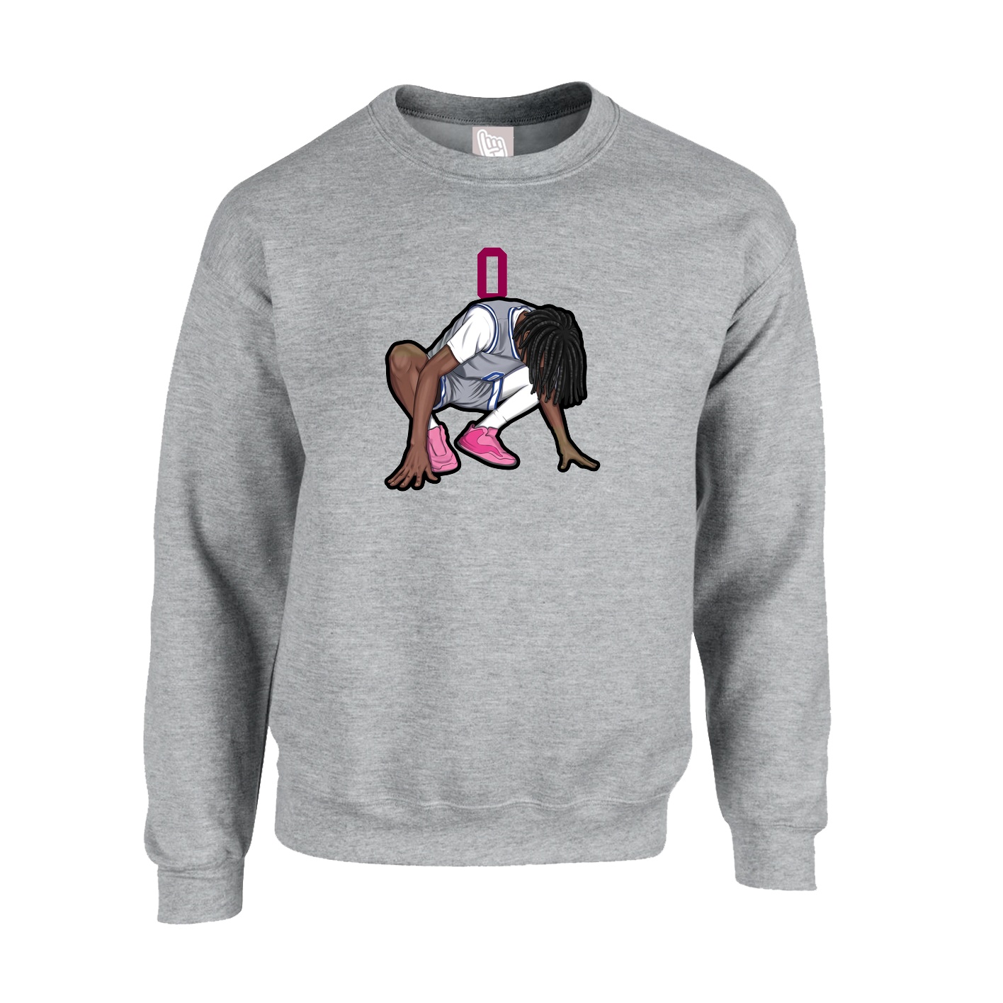 Fleece Crew — Number Top in Grey