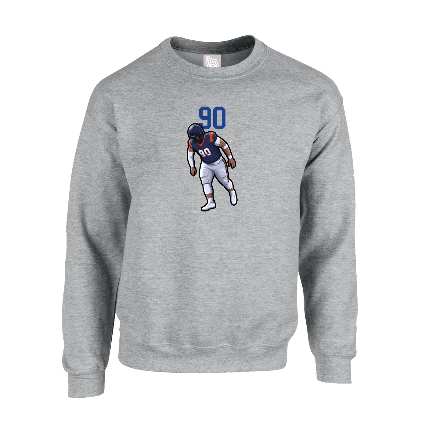 Fleece Crew — Number Top in Grey