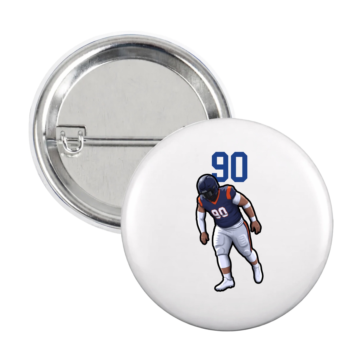 Game Day Button — Number Top in White