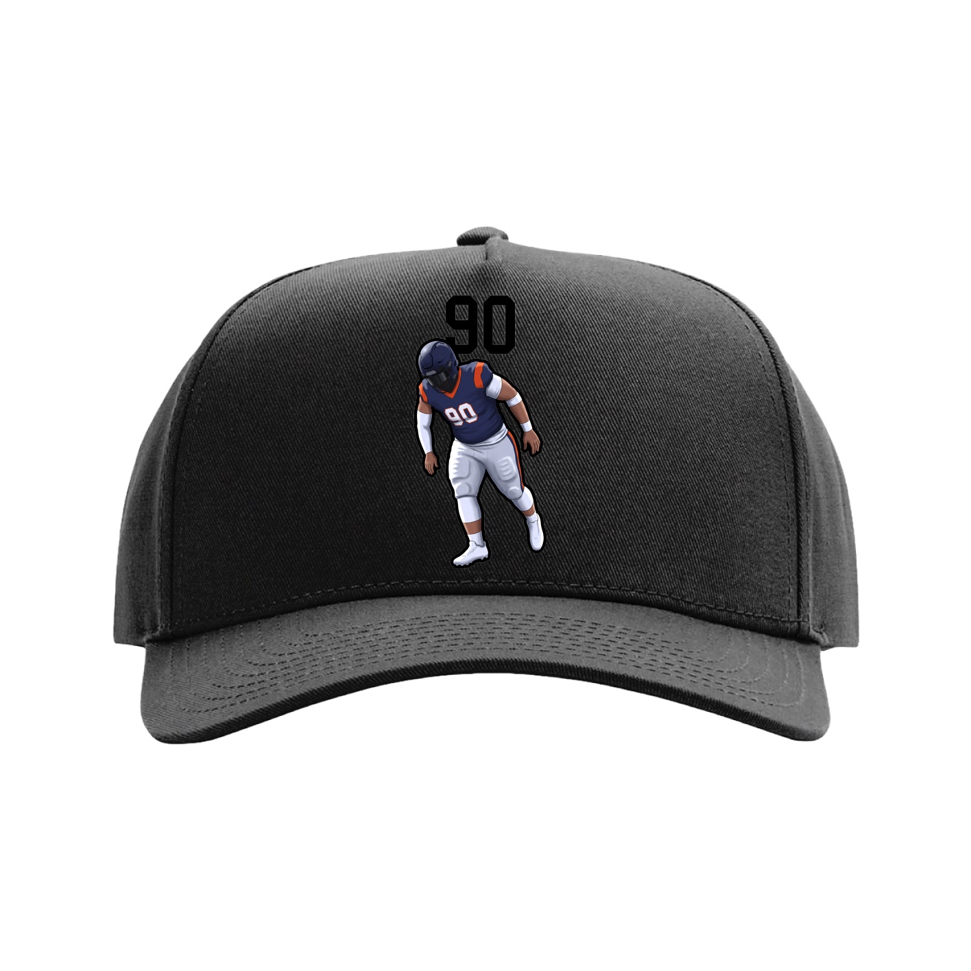 Full Fabric Five-Panel Champ Cap — Number Top in Black