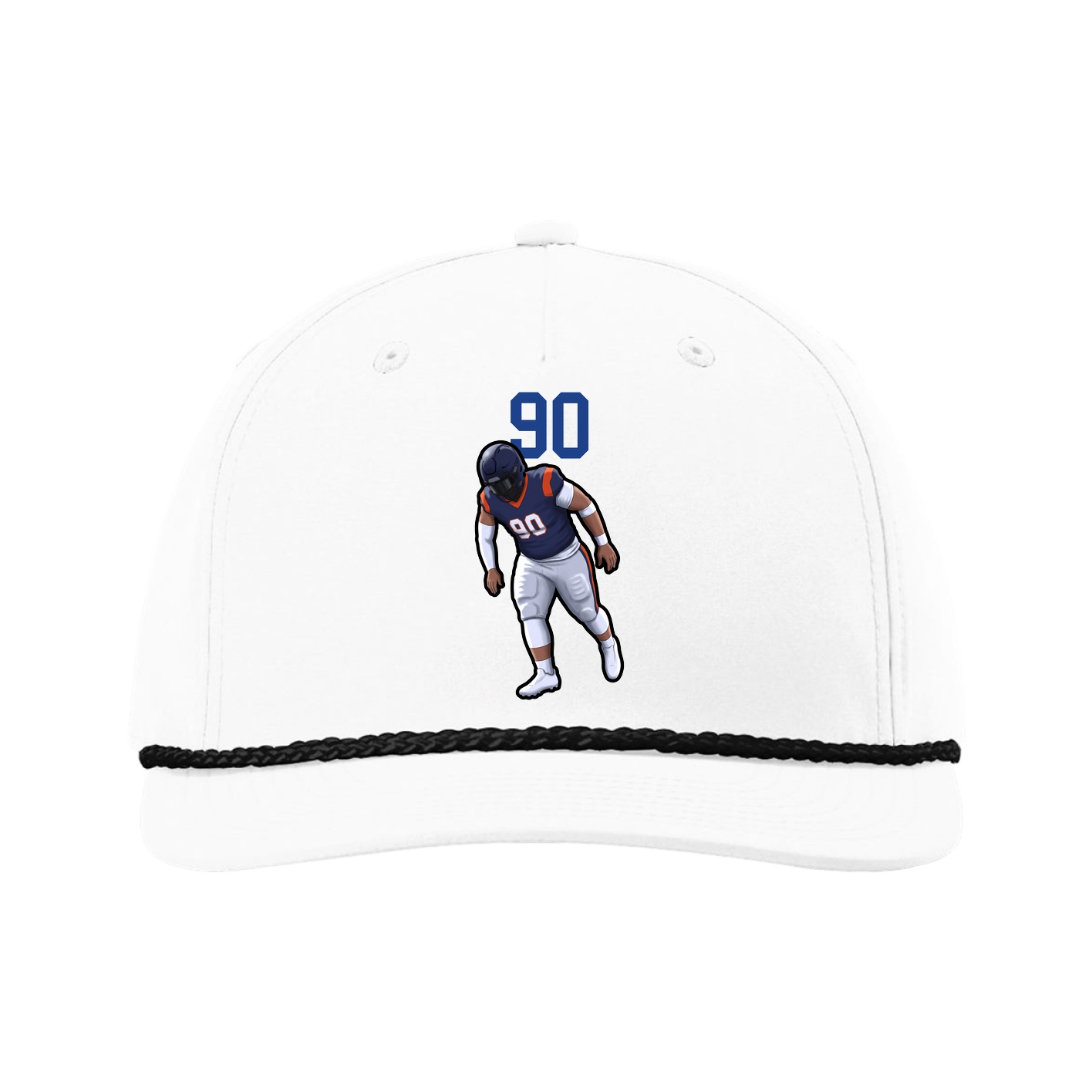 Five-Panel Classic Rope Cap — Number Top in White
