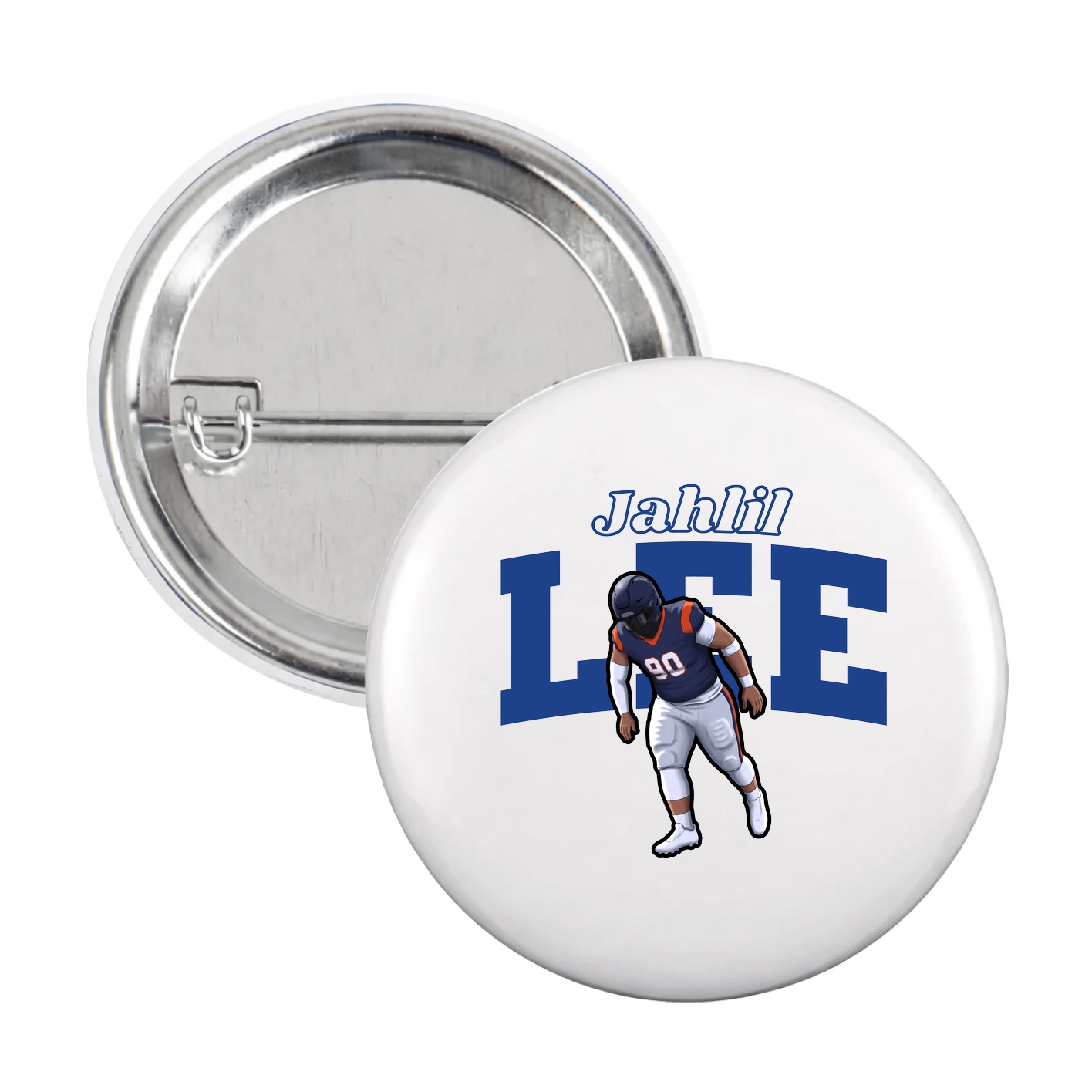 Game Day Button — Name Arch in White