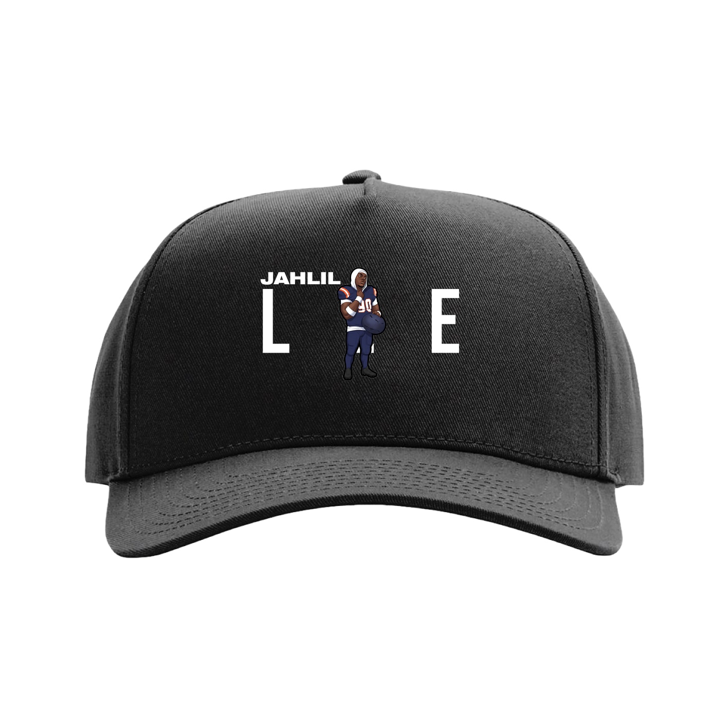 Full Fabric Five-Panel Champ Cap — Player Name in Black