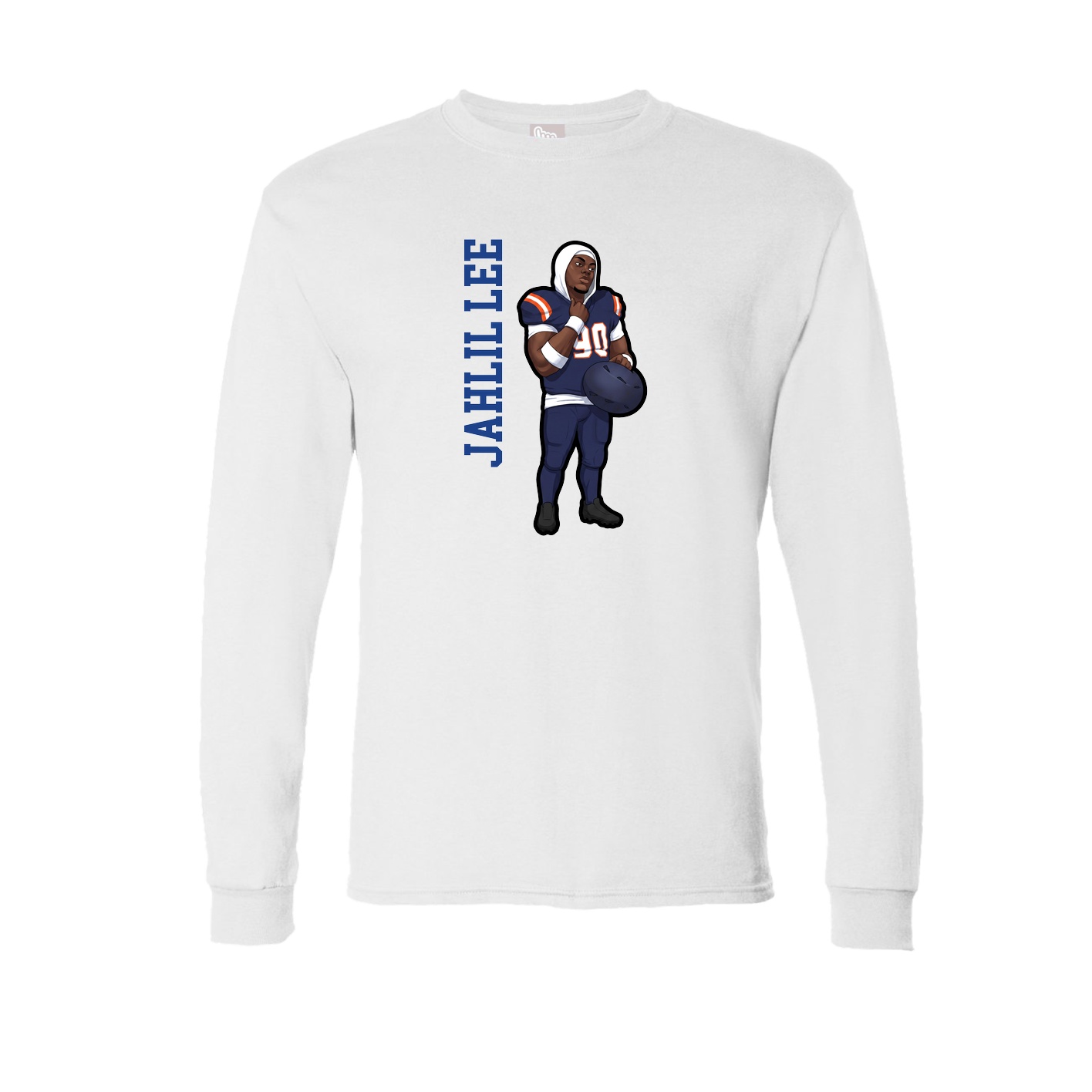 Long Sleeve Tee — Name Vertical in White