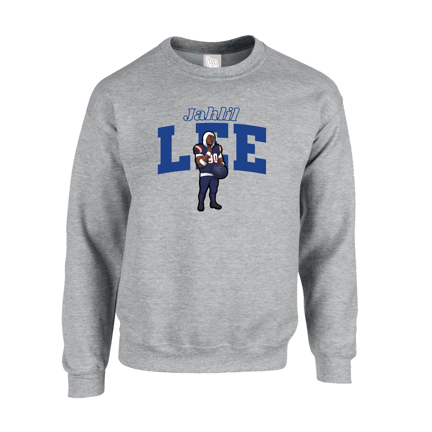 Fleece Crew — Name Arch in Grey