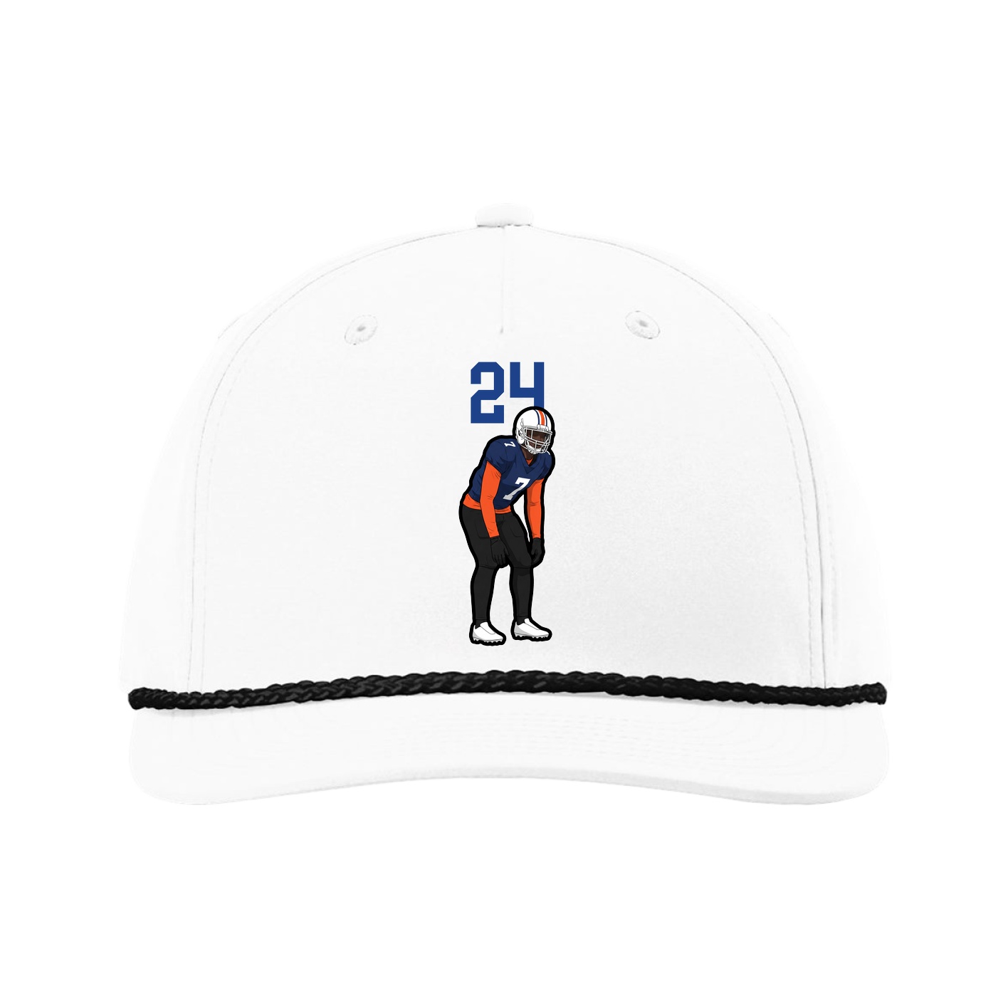 Five-Panel Classic Rope Cap — Number Top in White