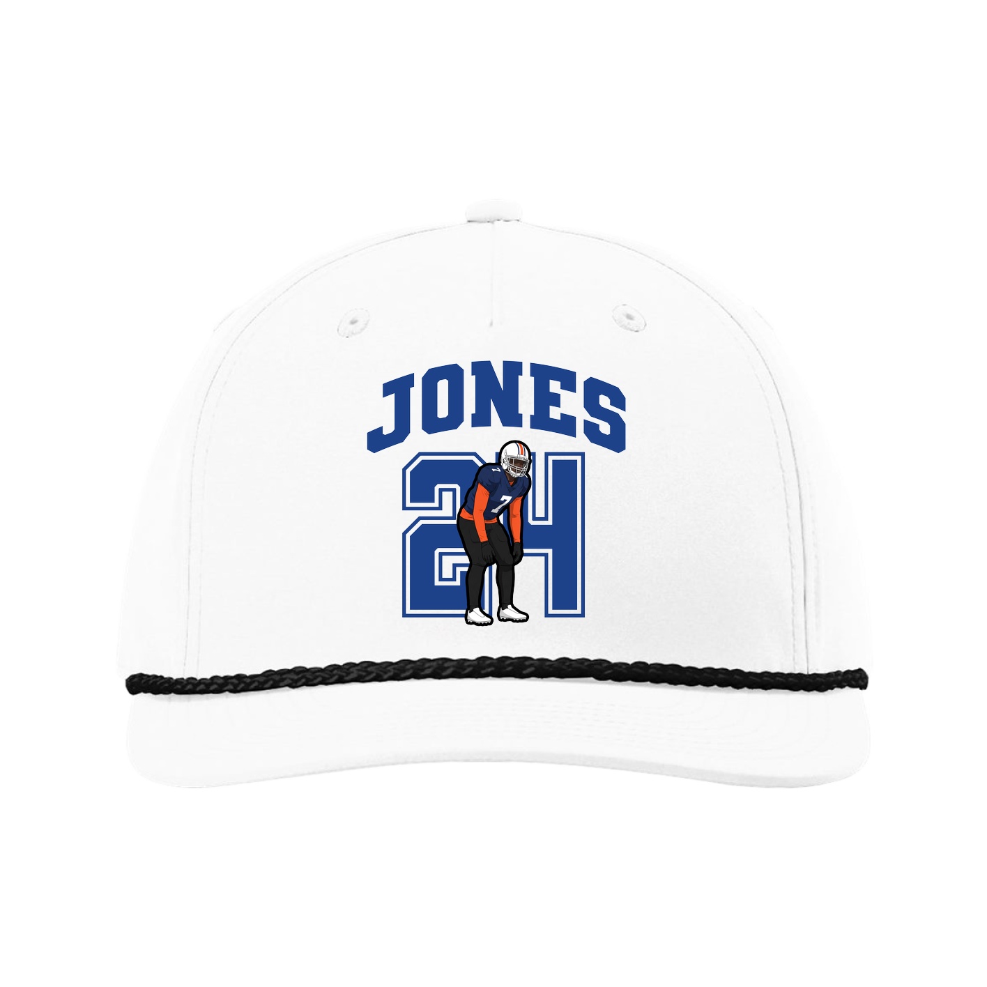 Five-Panel Classic Rope Cap — Number in White