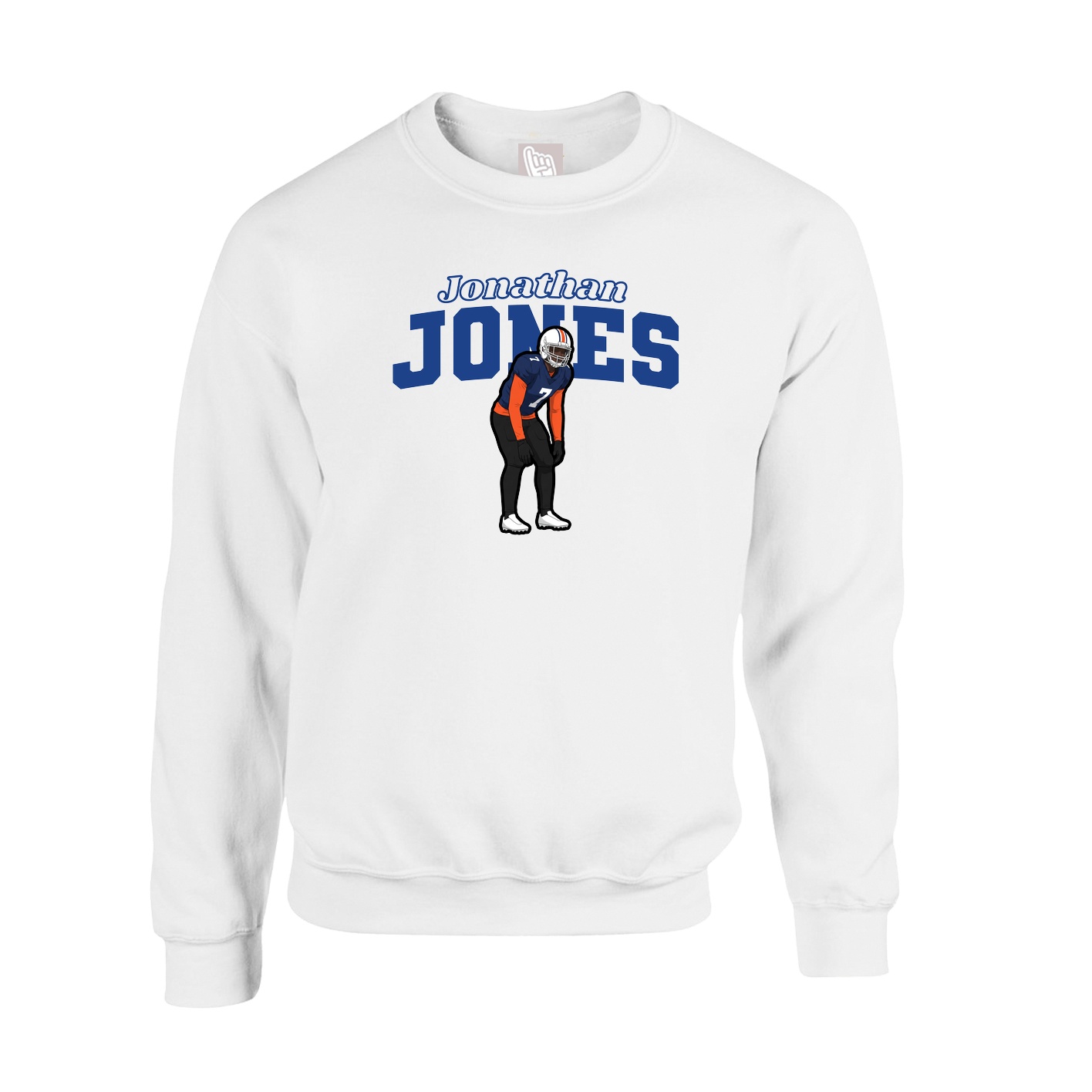 Fleece Crew — Name Arch in White