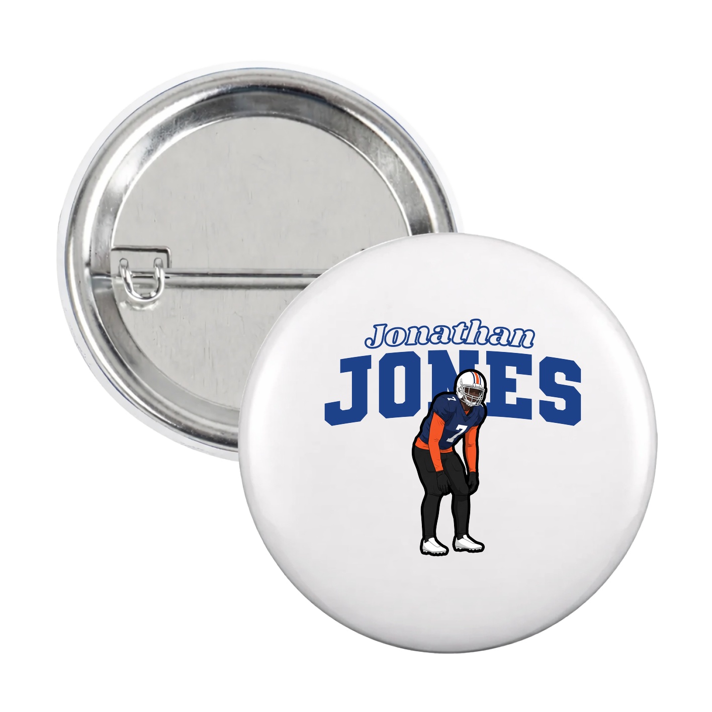 Game Day Button — Name Arch in White