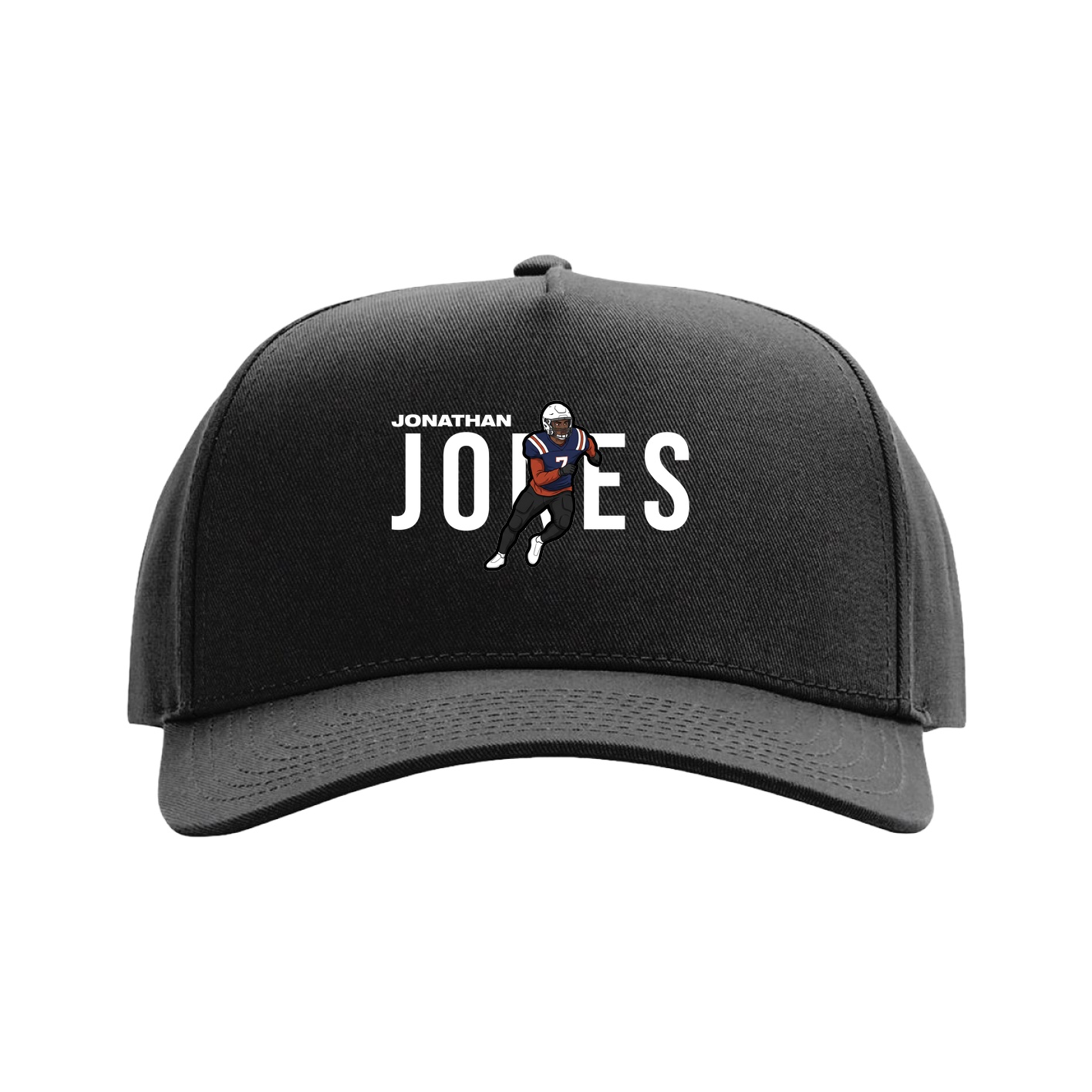 Full Fabric Five-Panel Champ Cap — Player Name in Black