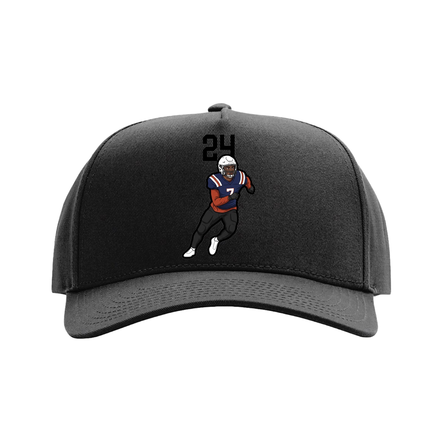 Full Fabric Five-Panel Champ Cap — Number Top in Black