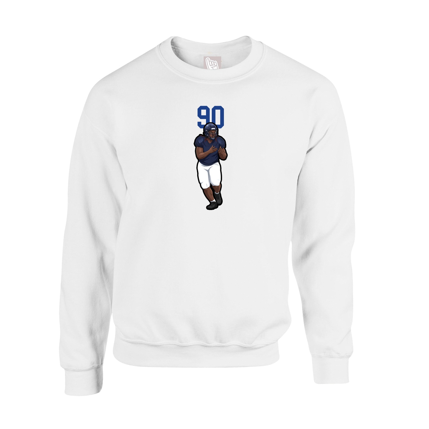 Fleece Crew — Number Top in White