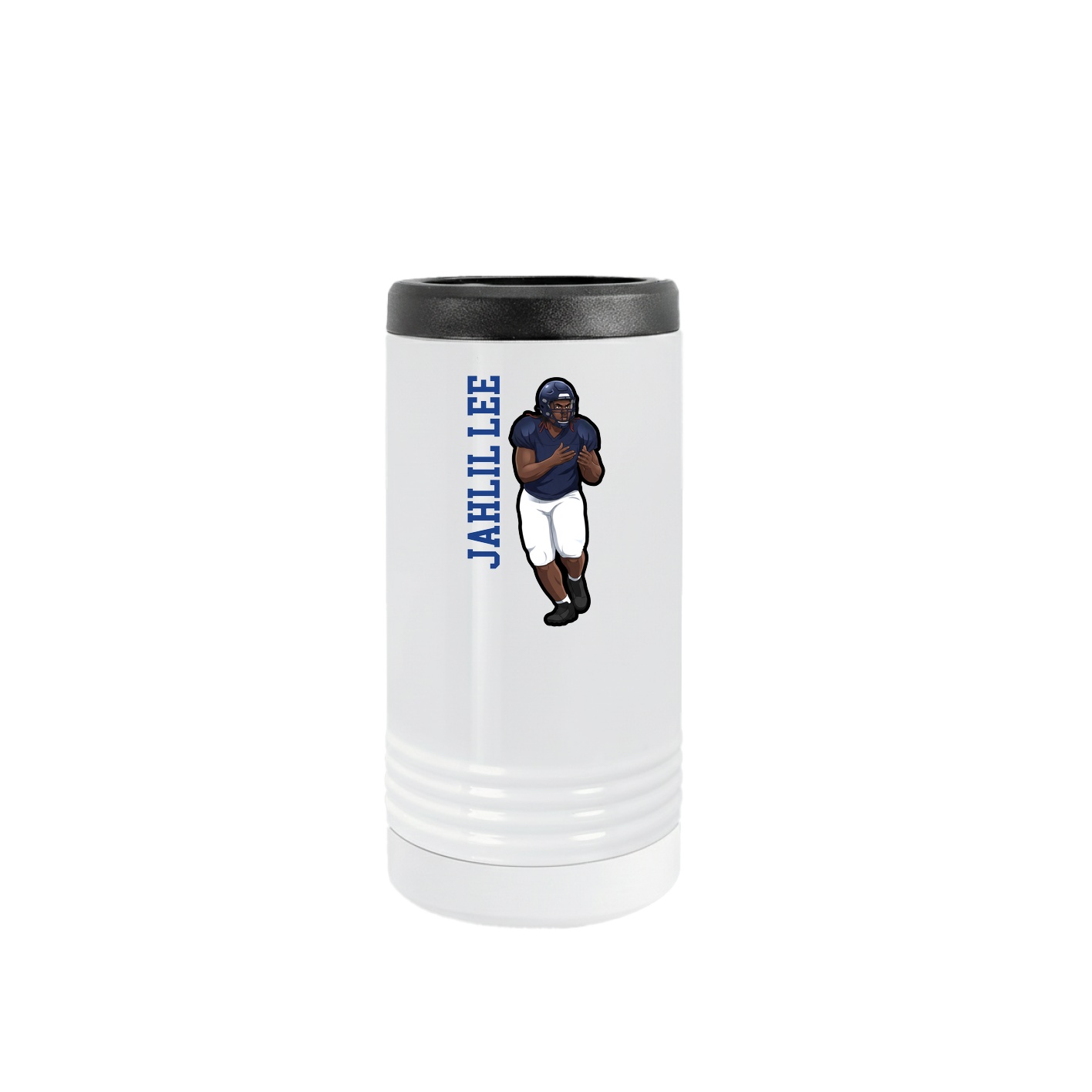 Slim Beverage Holder — Name Vertical in White