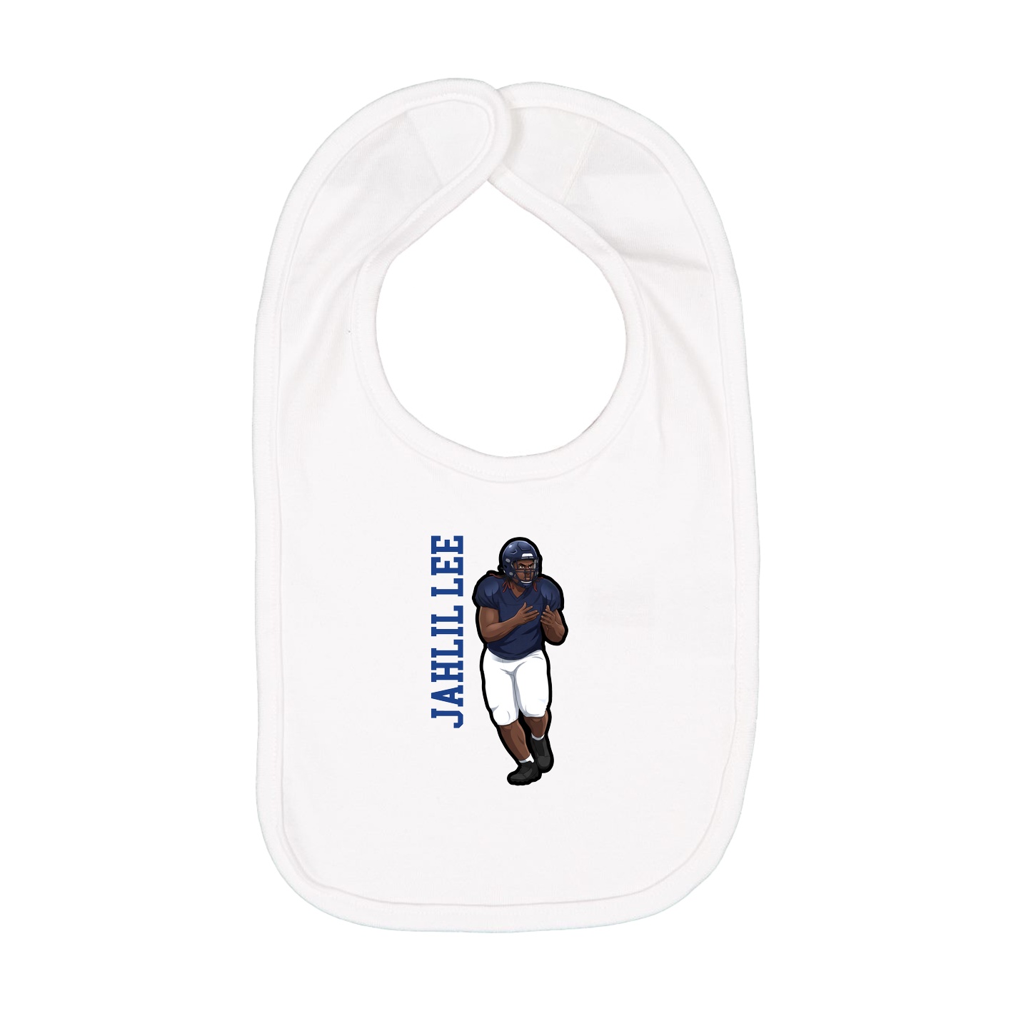 Infant Bib — Name Vertical in White