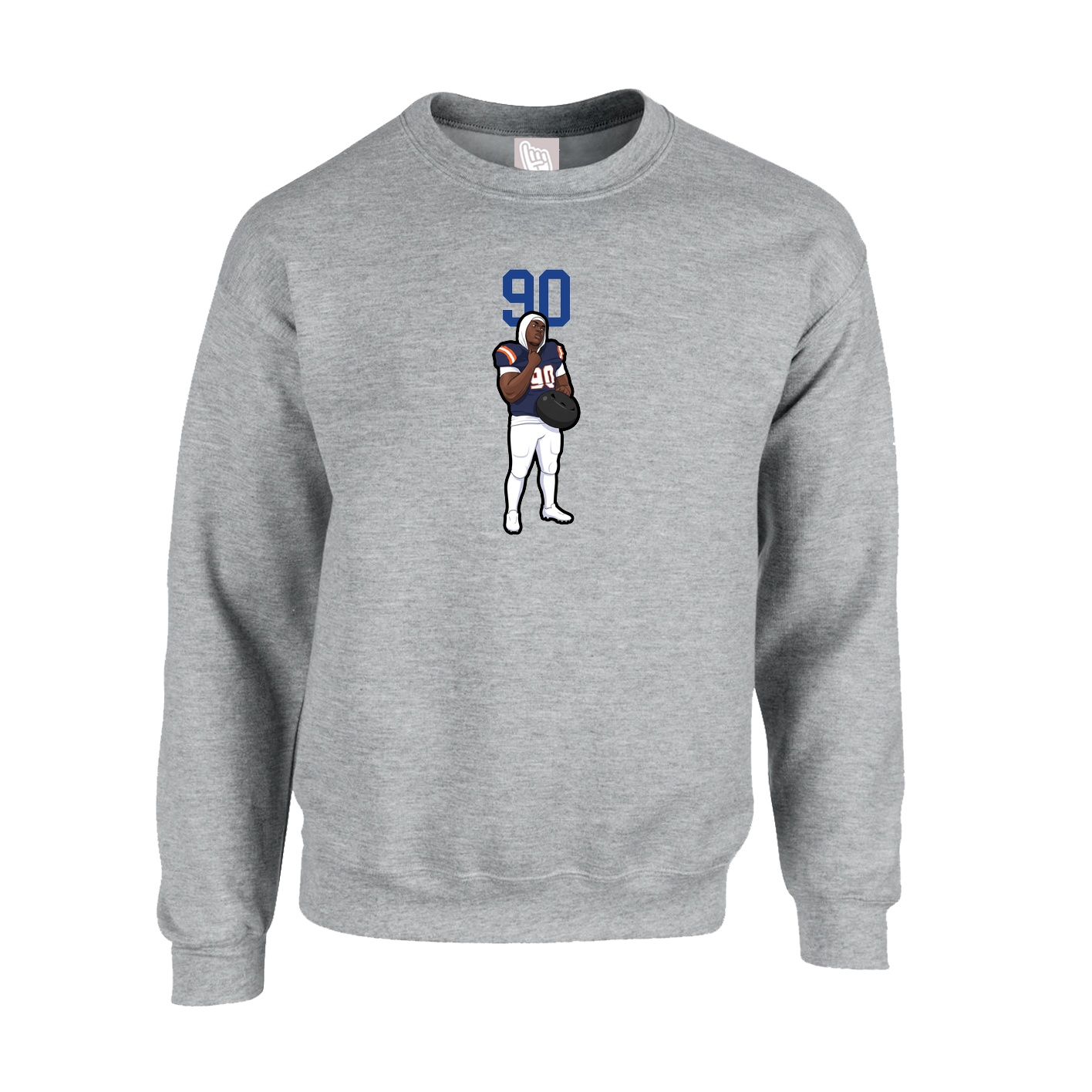 Fleece Crew — Number Top in Grey