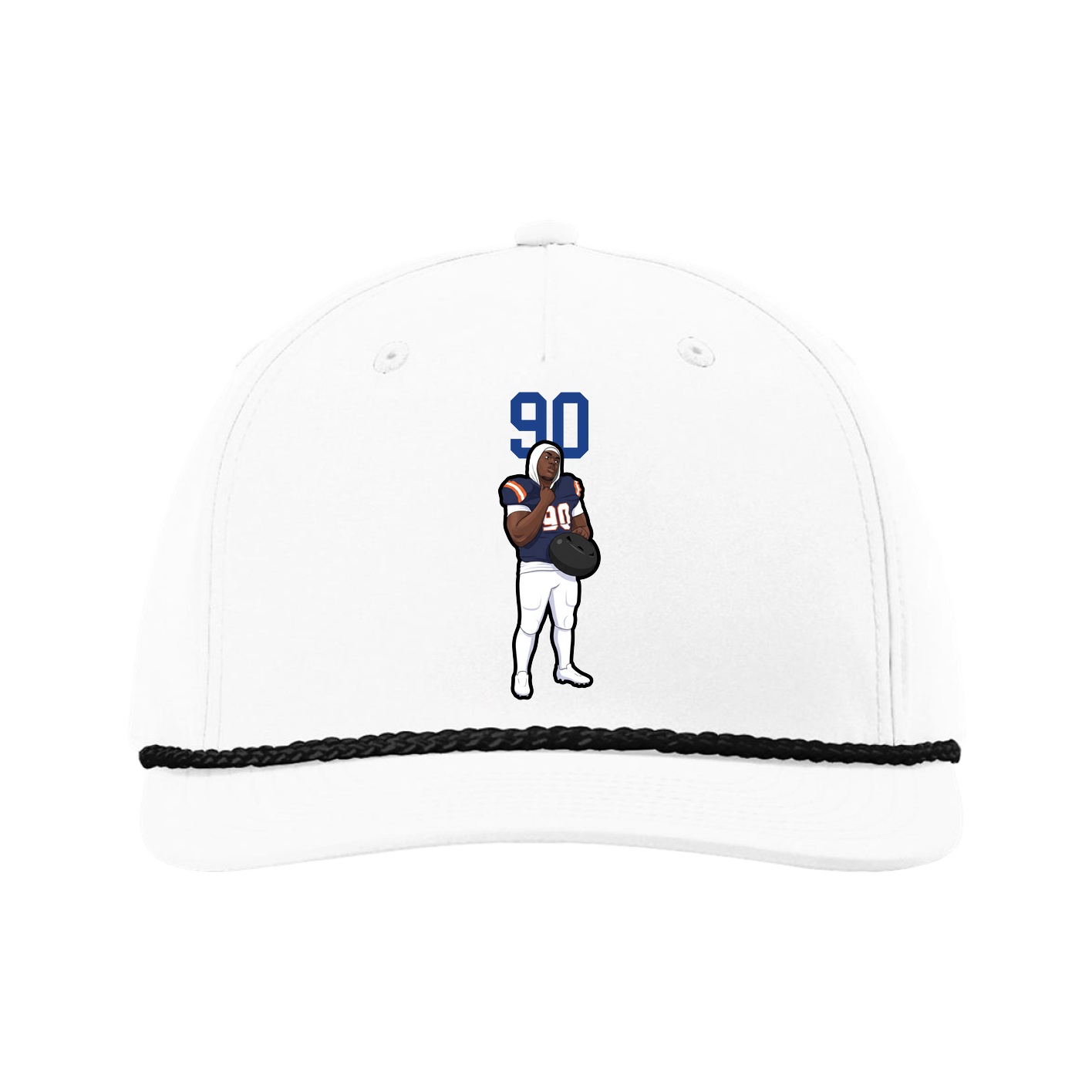 Five-Panel Classic Rope Cap — Number Top in White