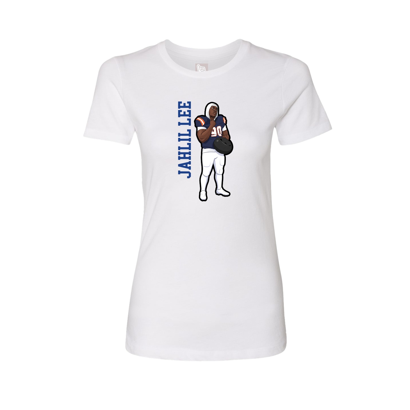 Fitted Women's Tee — Name Vertical in White