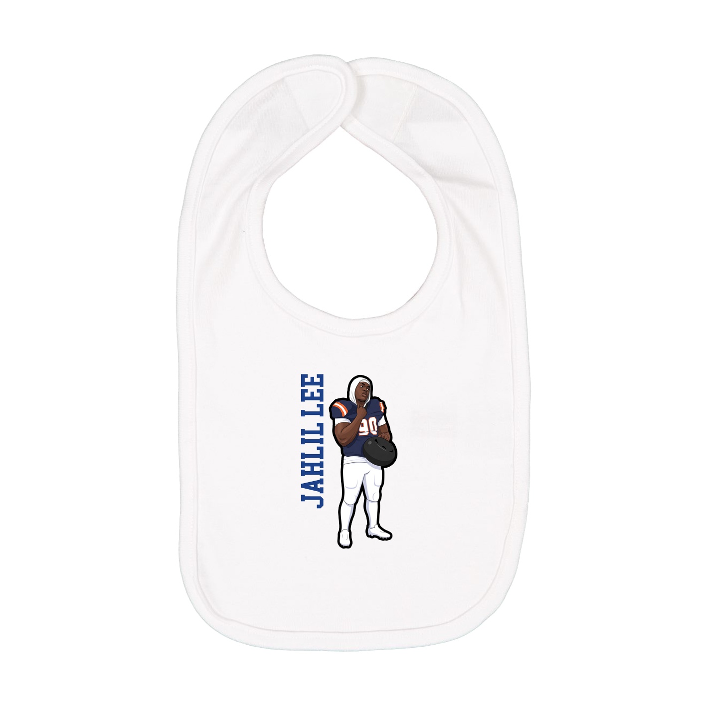 Infant Bib — Name Vertical in White