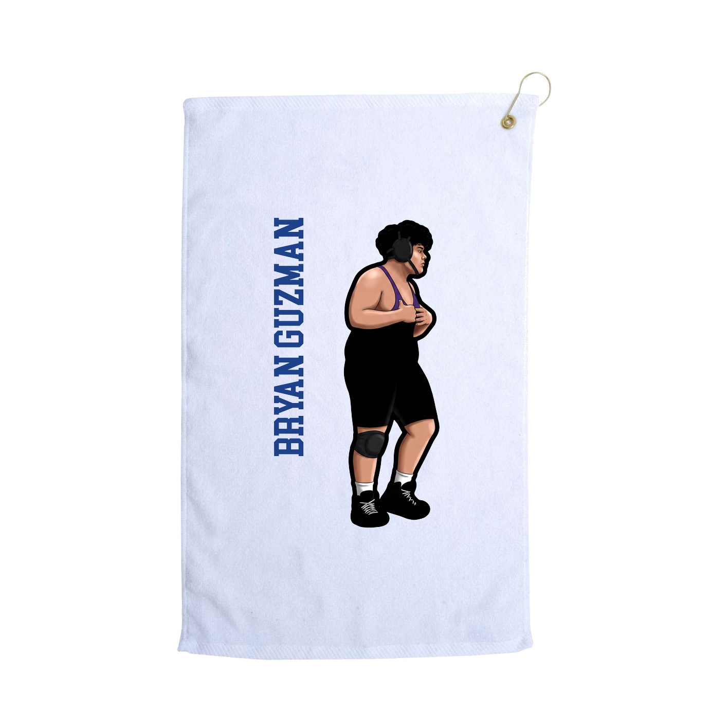 Golf Towel — Name Vertical in White