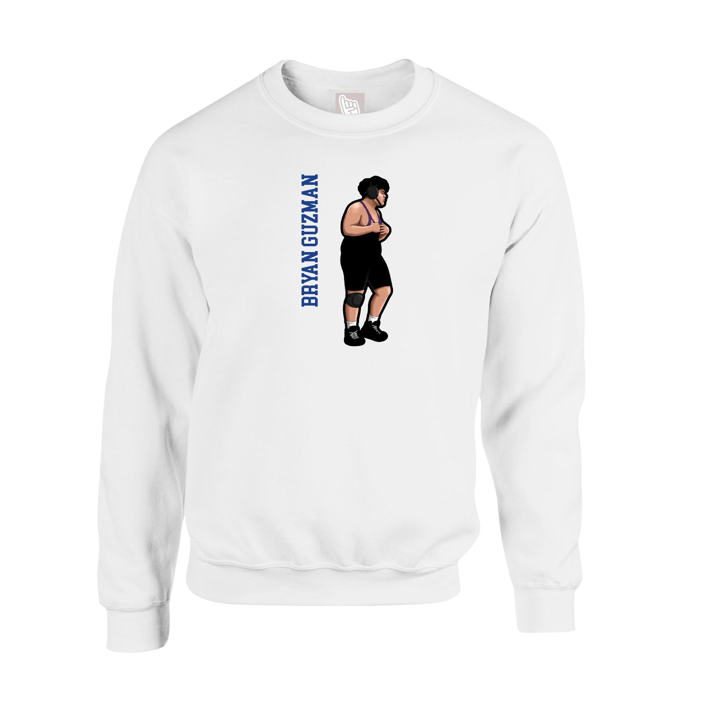 Fleece Crew — Name Vertical in White