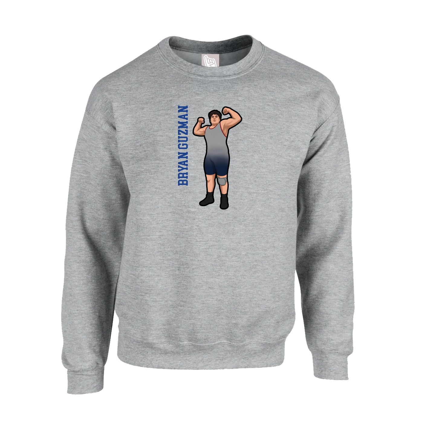Fleece Crew — Name Vertical in Grey