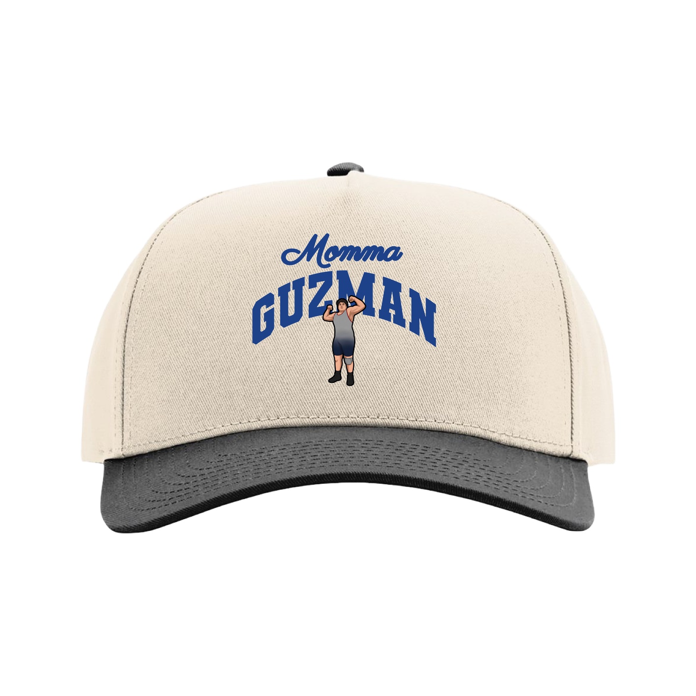 Full Fabric Five-Panel Champ Cap — Mothers Day Arch in Cream/Black